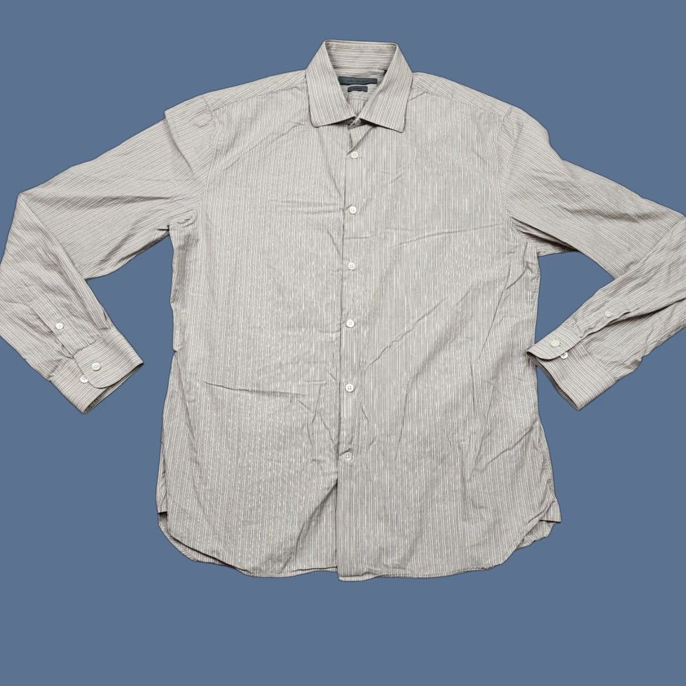 John Varvatos John Varvatos Shirt Mens Medium Gray Striped Long Sleeve Button Up Casual Dress Shirt Size US M / EU 48-50 / 2 - 1 Thumbnail