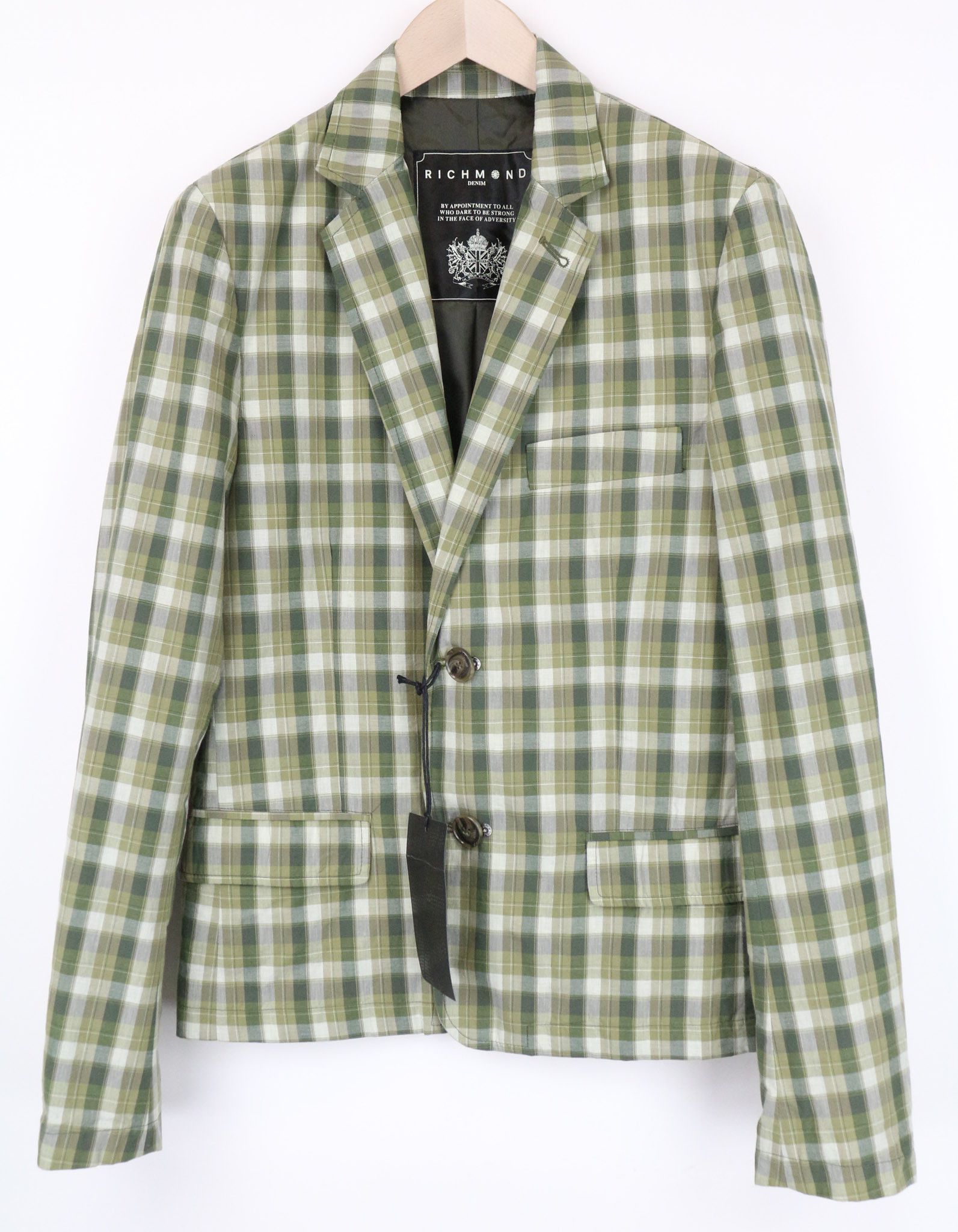 48 Green Cotton Checked Single-Breasted Blazer 74286