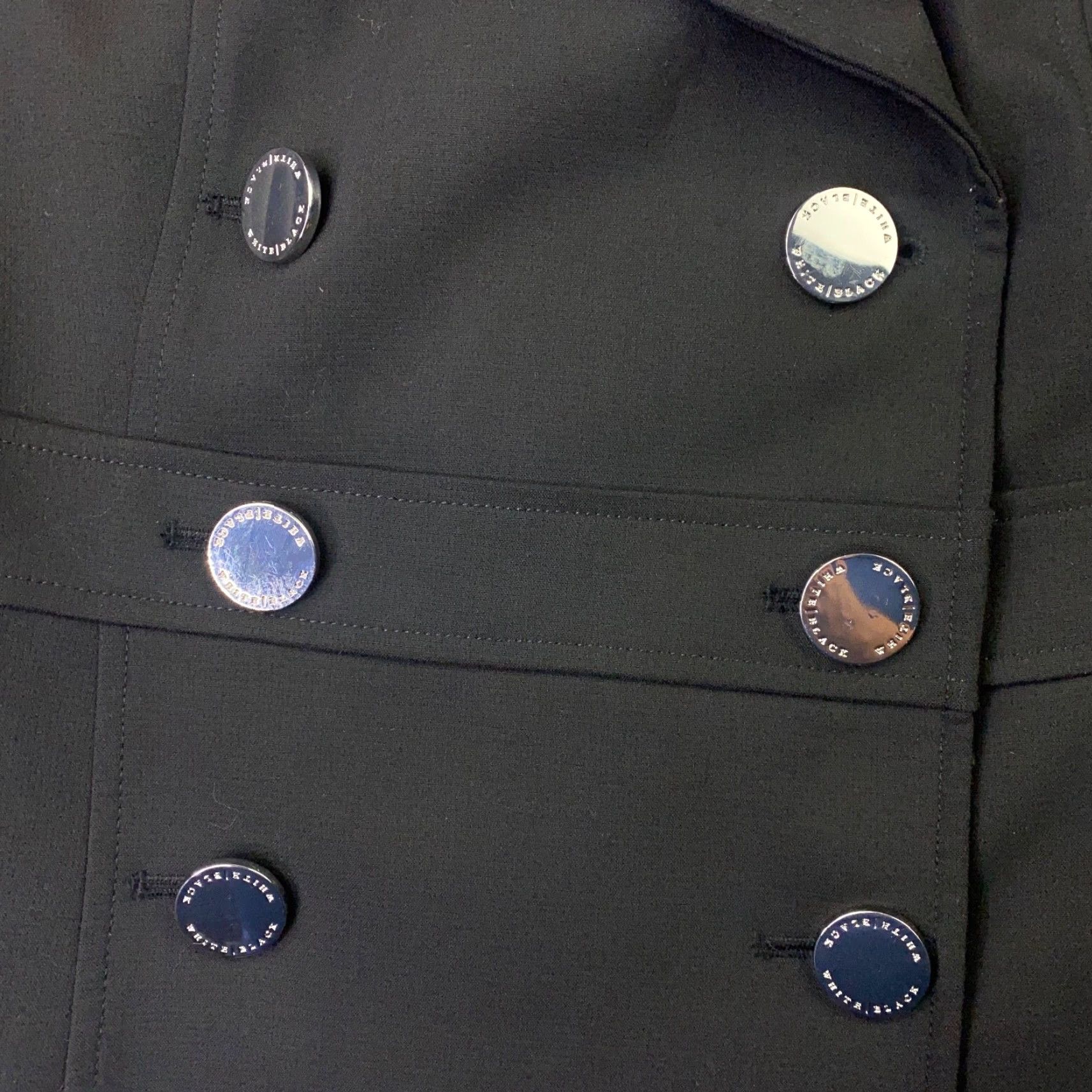 White House Black Market White Hous Black Market WHBM Womens Jacket 12 Black Double-Breasted Pea Coat Size XL / US 12-14 / IT 48-50 - 6 Thumbnail