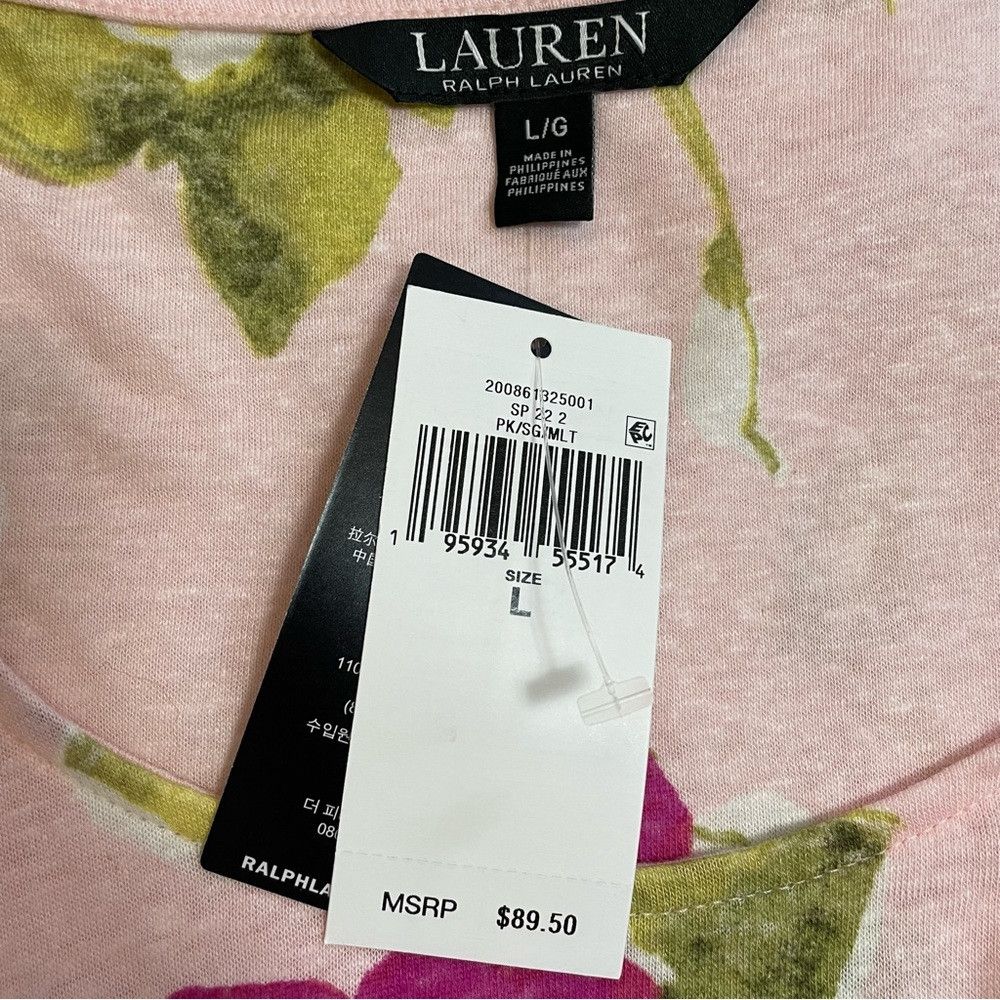 Lauren Ralph Lauren NWT New Lauren Ralph Lauren Linen Floral Flutter Sleeve Top Size L / US 10 / IT 46 - 7 Thumbnail