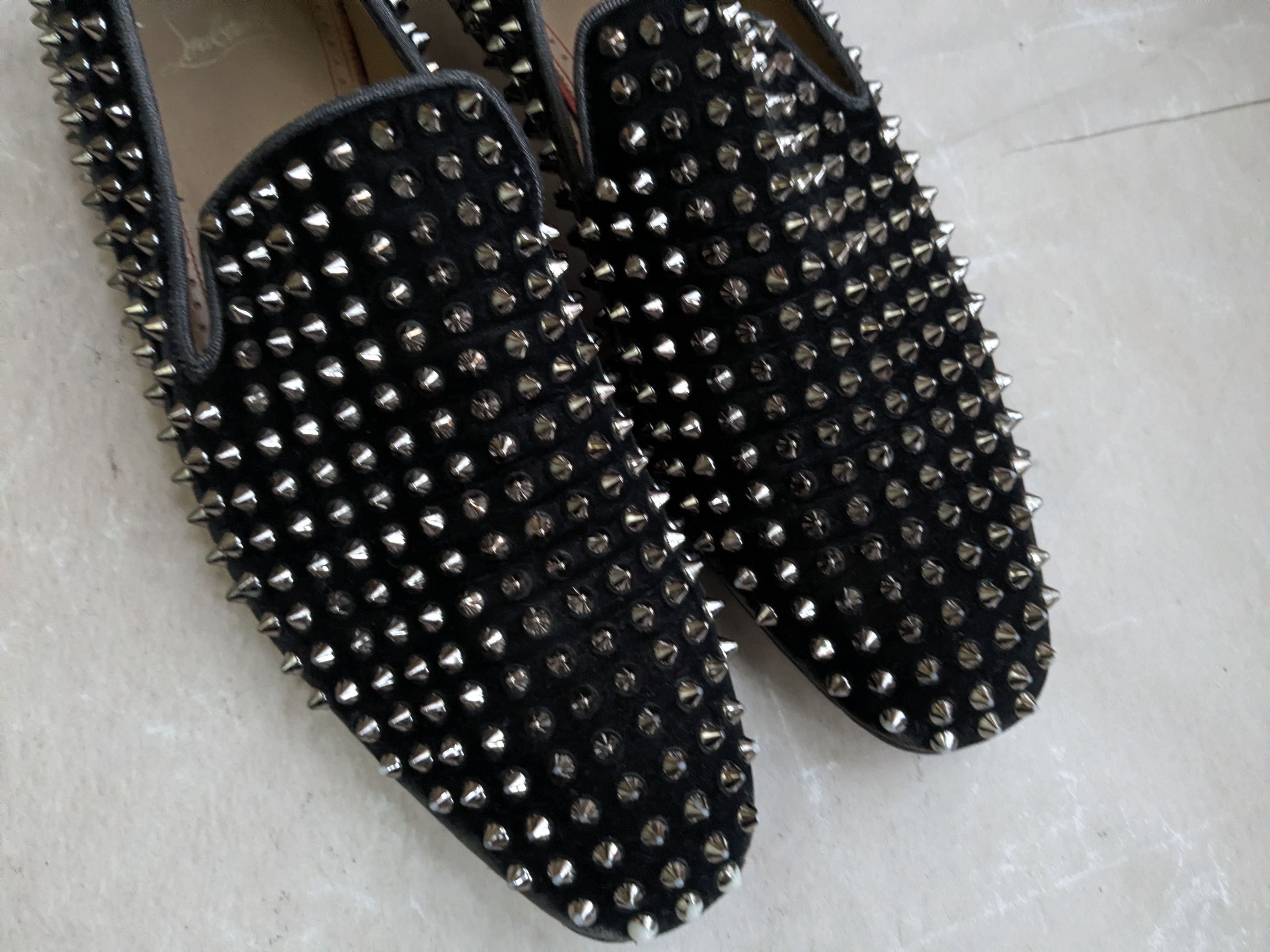Christian Louboutin Christian Louboutin Spike Loafers Black Velvet 9.5 42.5 Size US 9.5 / EU 42-43 - 5 Thumbnail