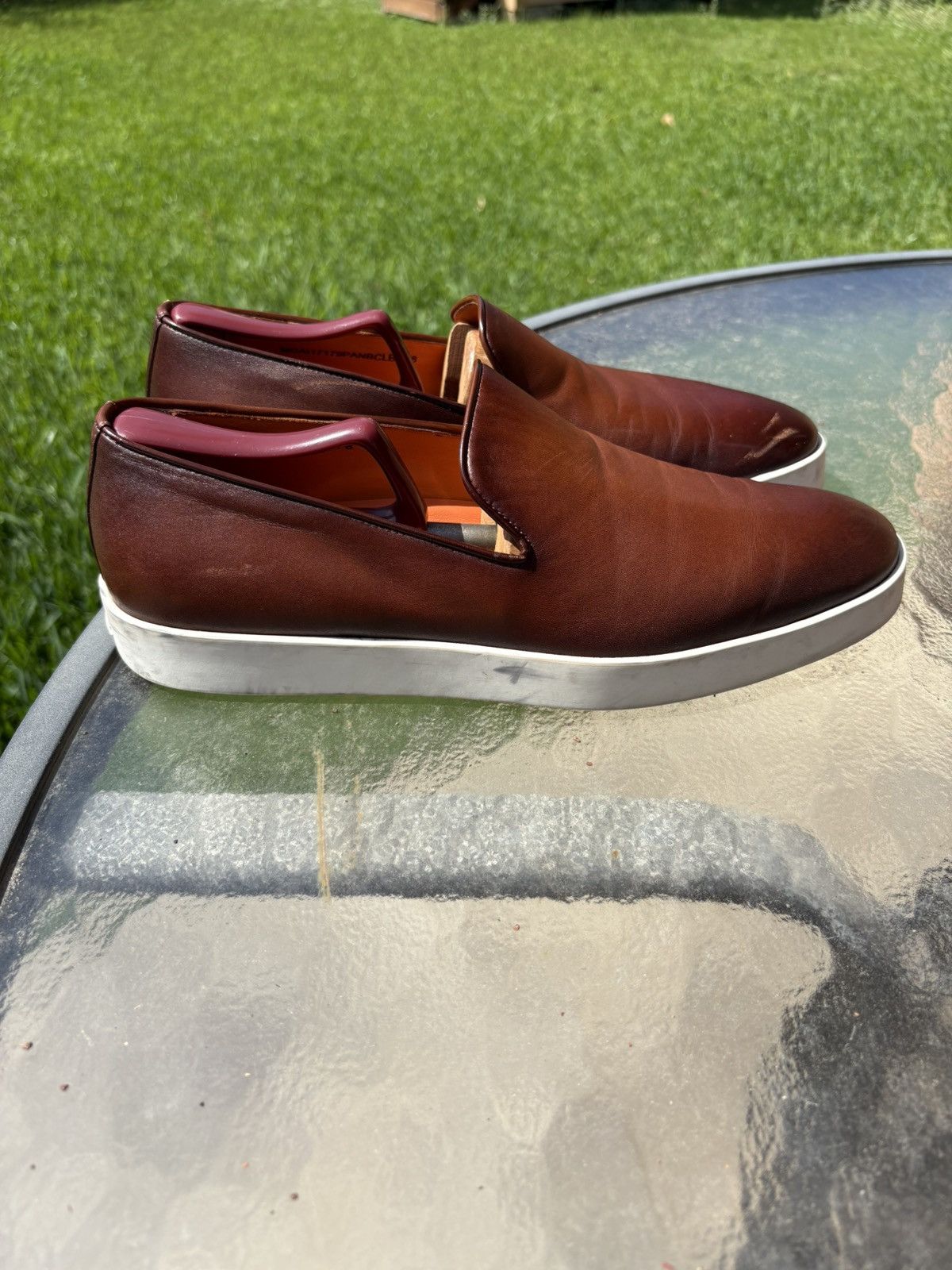 SANTONI Pancia Brown Leather Loafer