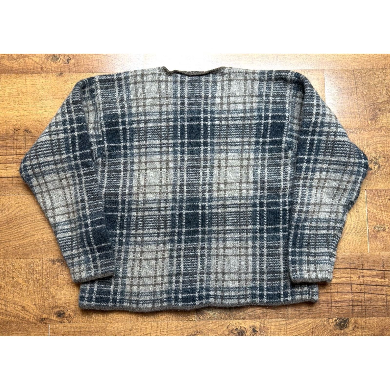 J.Crew VINTAGE J.CREW Sweater Womens Large Wool Crewneck Oarsman Brown Plaid - READ Size L / US 10 / IT 46 - 3 Thumbnail