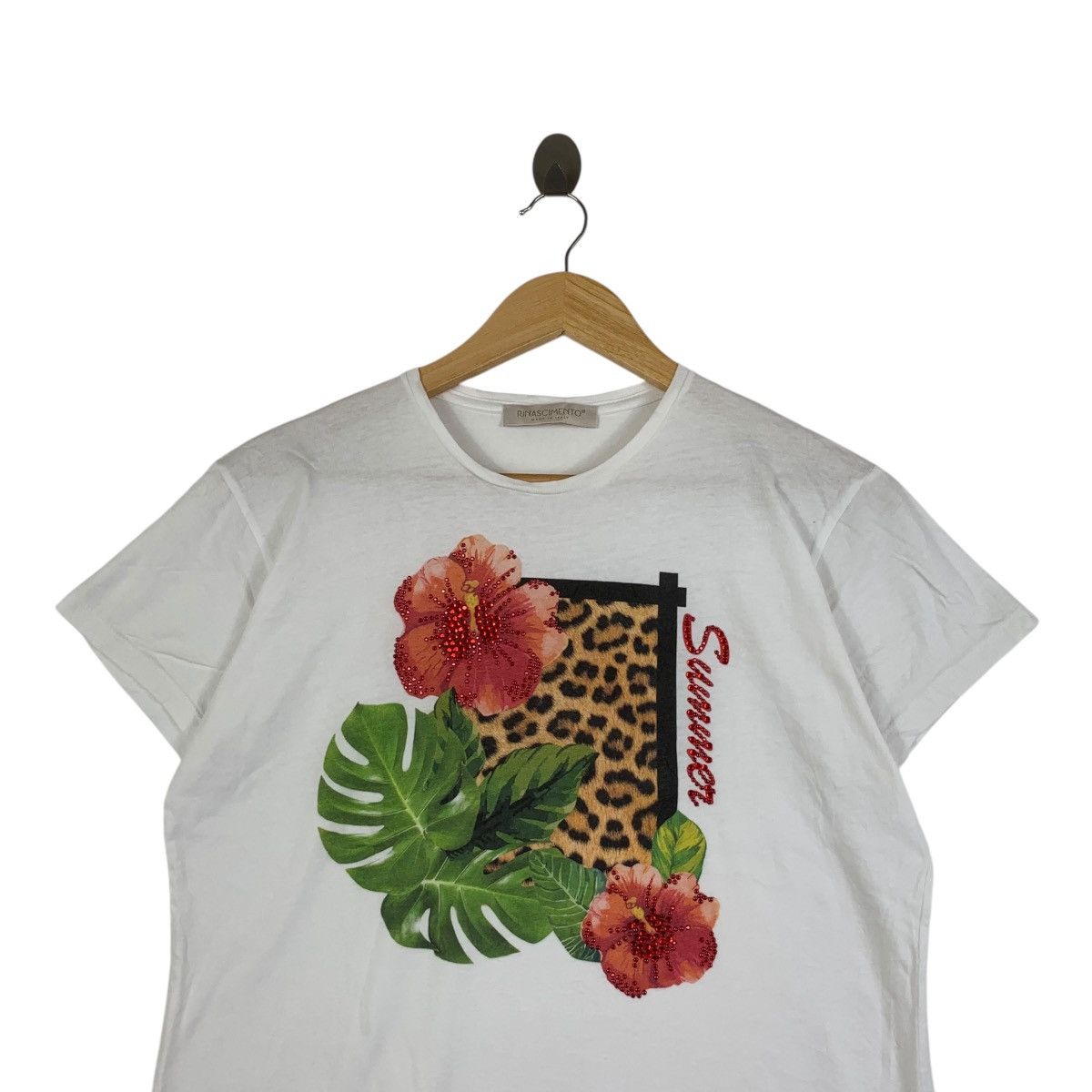 Vintage Vintage RINASCIMENTO MADE IN ITALY Embossed Logo Tee Shirt Size M / US 6-8 / IT 42-44 - 2 Thumbnail