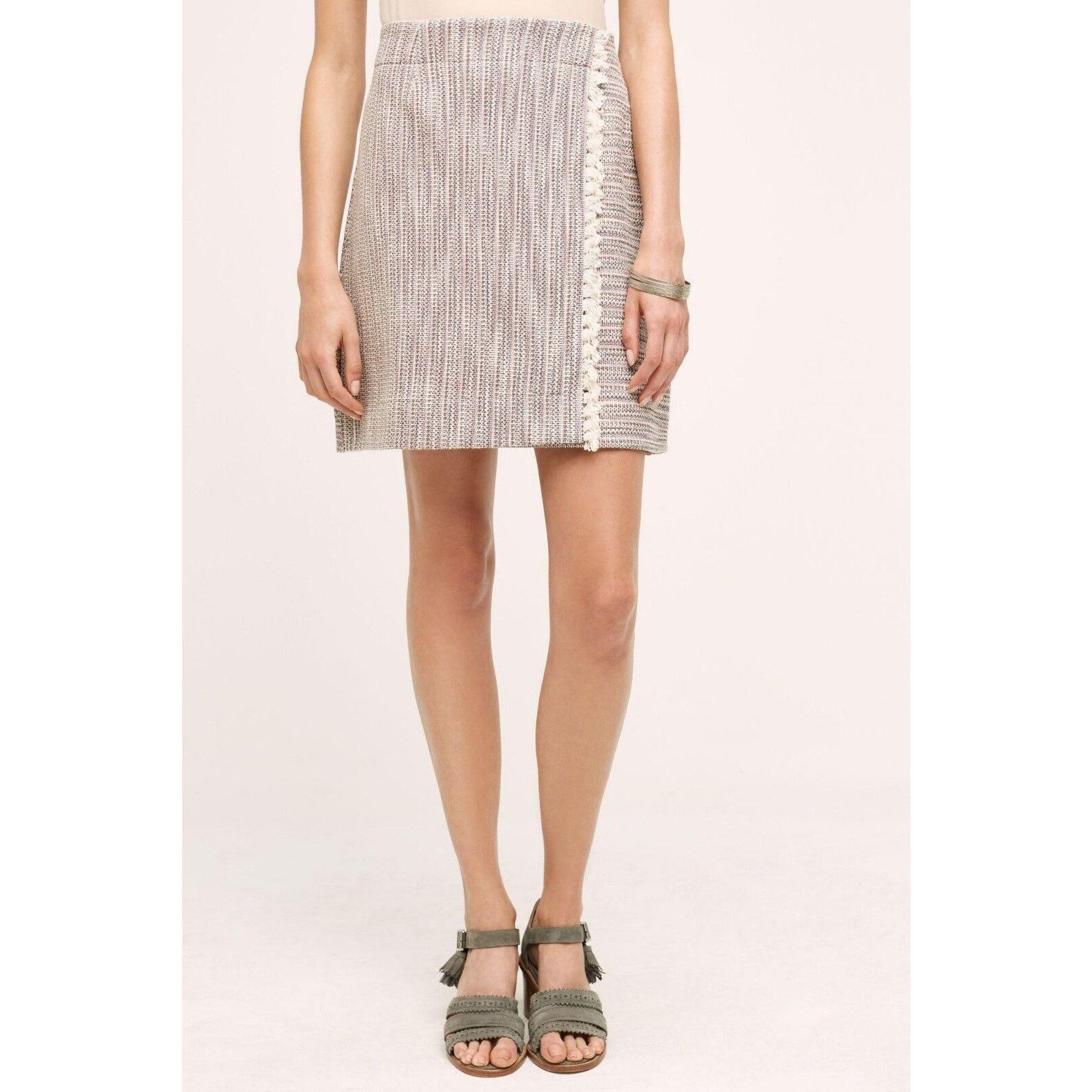 Anthropologie New Anthropologie Wrapped Fringe Mini Skirt By Maeve Size 6 Size 28" / US 6 / IT 42 - 3 Thumbnail