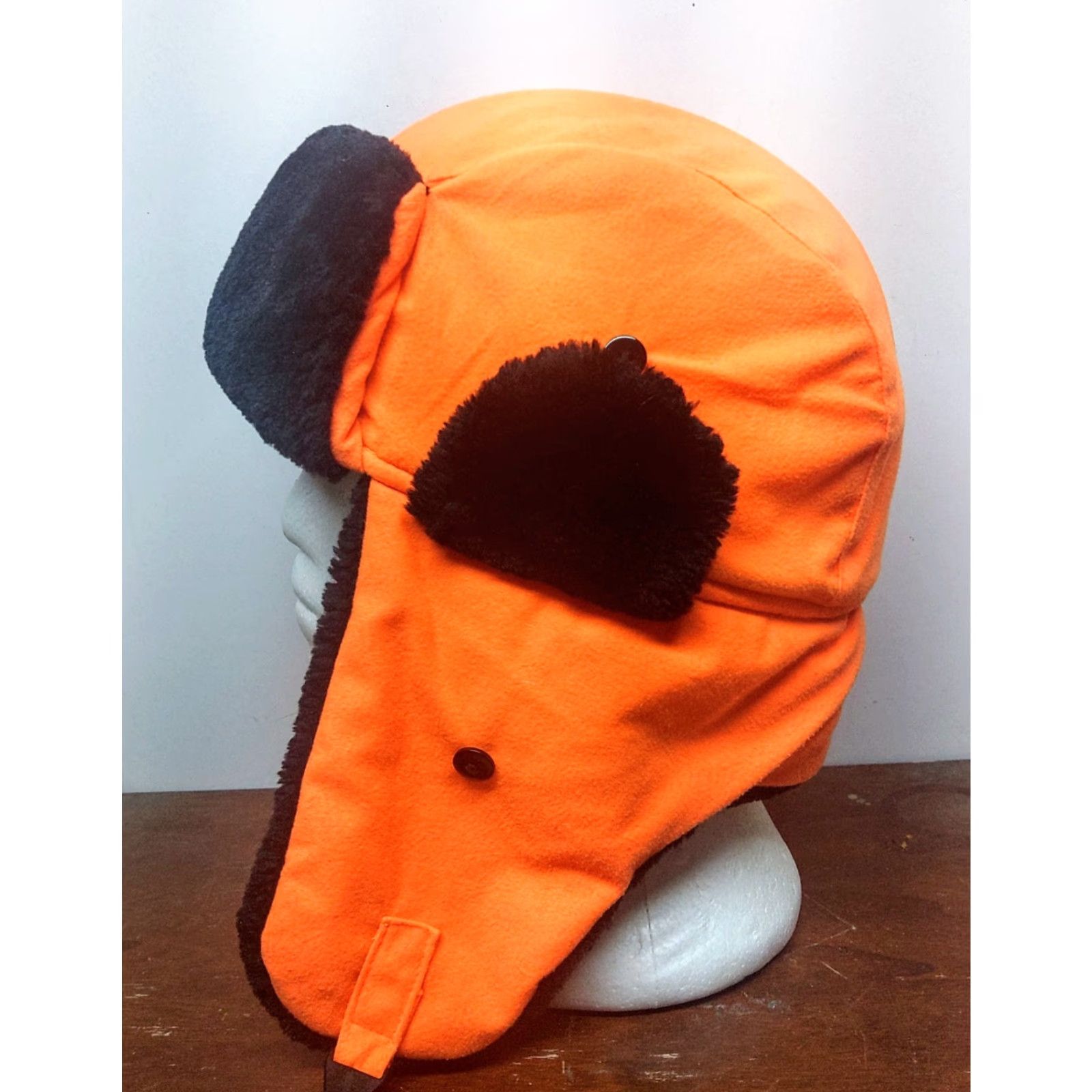 Vintage VINTAGE Gander Mountain Trapper Hat M/L Orange Unisex Adults 90s Wool Faux Quilted Insulated Windproof Water Resistant Ear Flap Neck Flap Packable Hat Size ONE SIZE - 4 Thumbnail