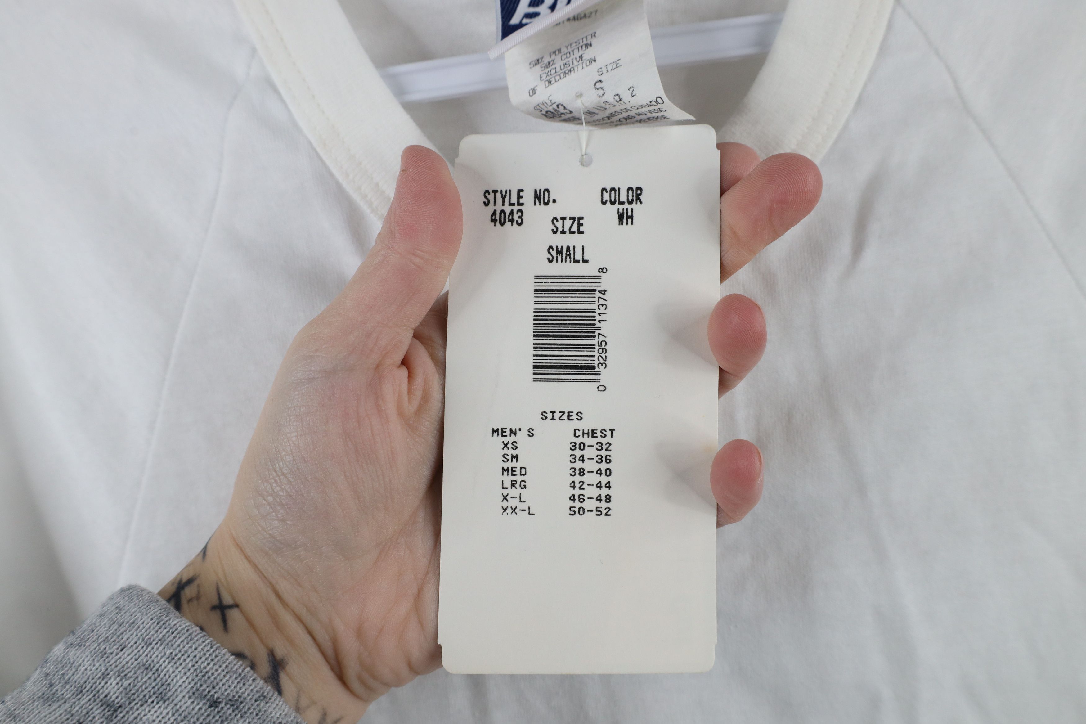 Vintage Deadstock Vintage 90s Streetwear Henley T-Shirt White USA Size US S / EU 44-46 / 1 - 7 Thumbnail