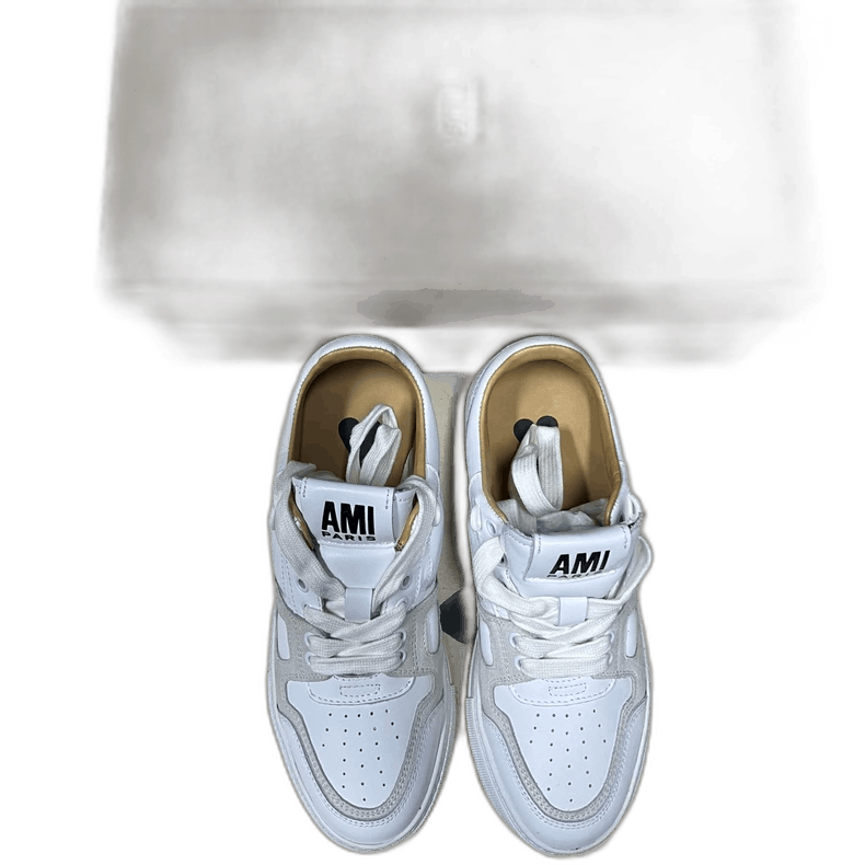 AMI White Suede Low-Top Sneakers by AMI Paris Size US 6 / EU 39 - 1 Thumbnail