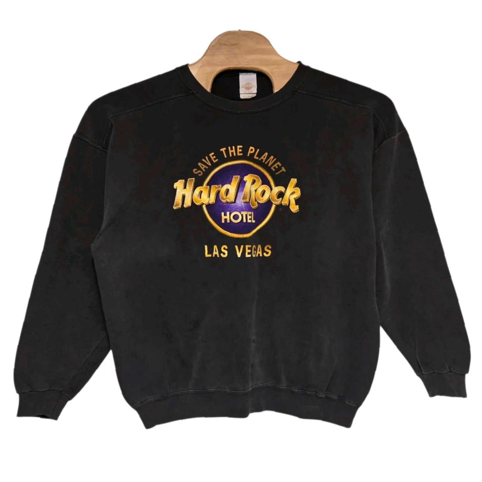 Hard Rock Cafe VINTAGE 90s Hard Rock Hotel Las Vegas Sweatshirt Mens XL Black Crew Neck Pullover Embroidered Fleece Cotton Polyester N/A Size US XL / EU 56 / 4 - 2 Thumbnail