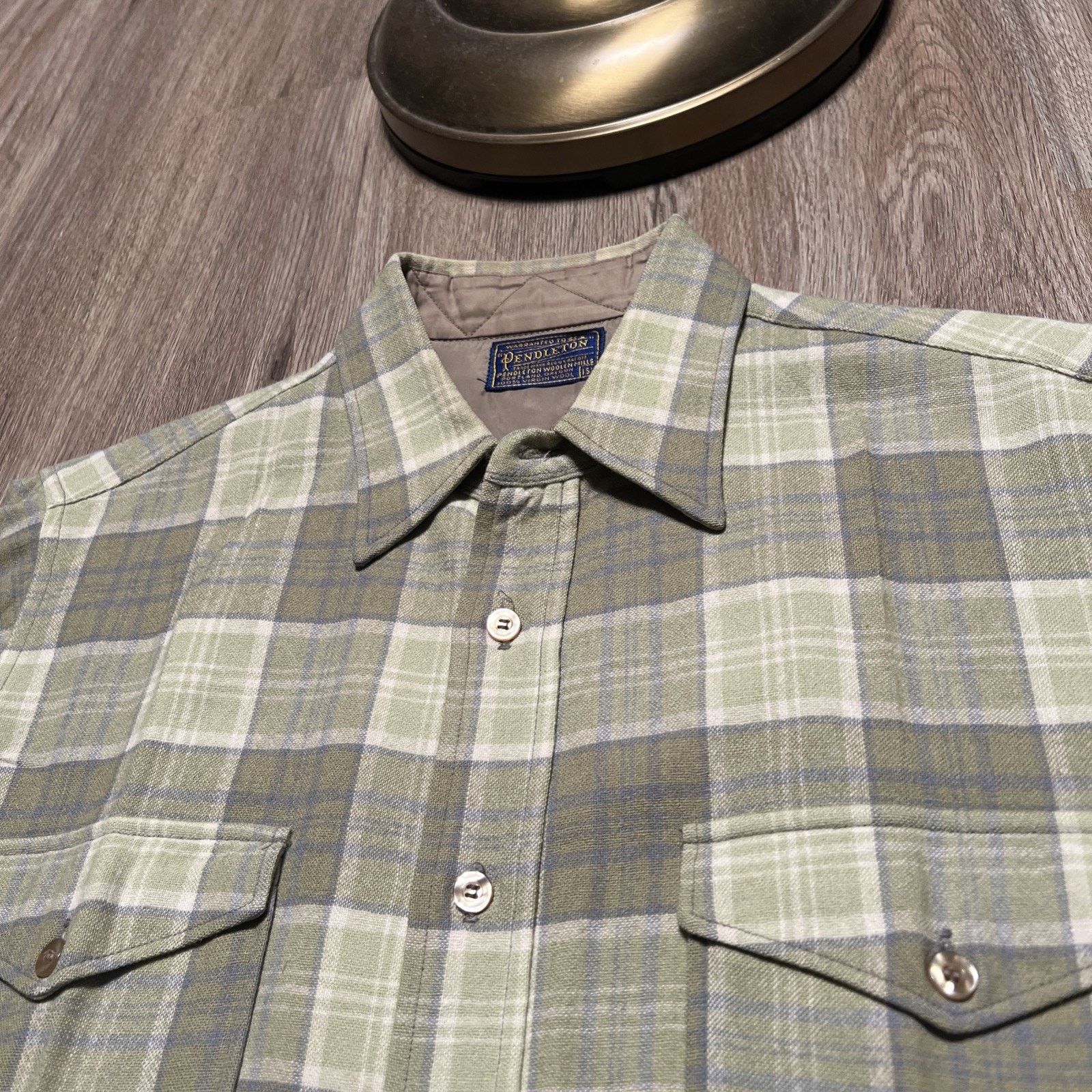 Pendleton 50s Pendleton Wool Plaid Flannel CPO Shirt Mens 15 1/4 VTG Size US L / EU 52-54 / 3 - 3 Thumbnail