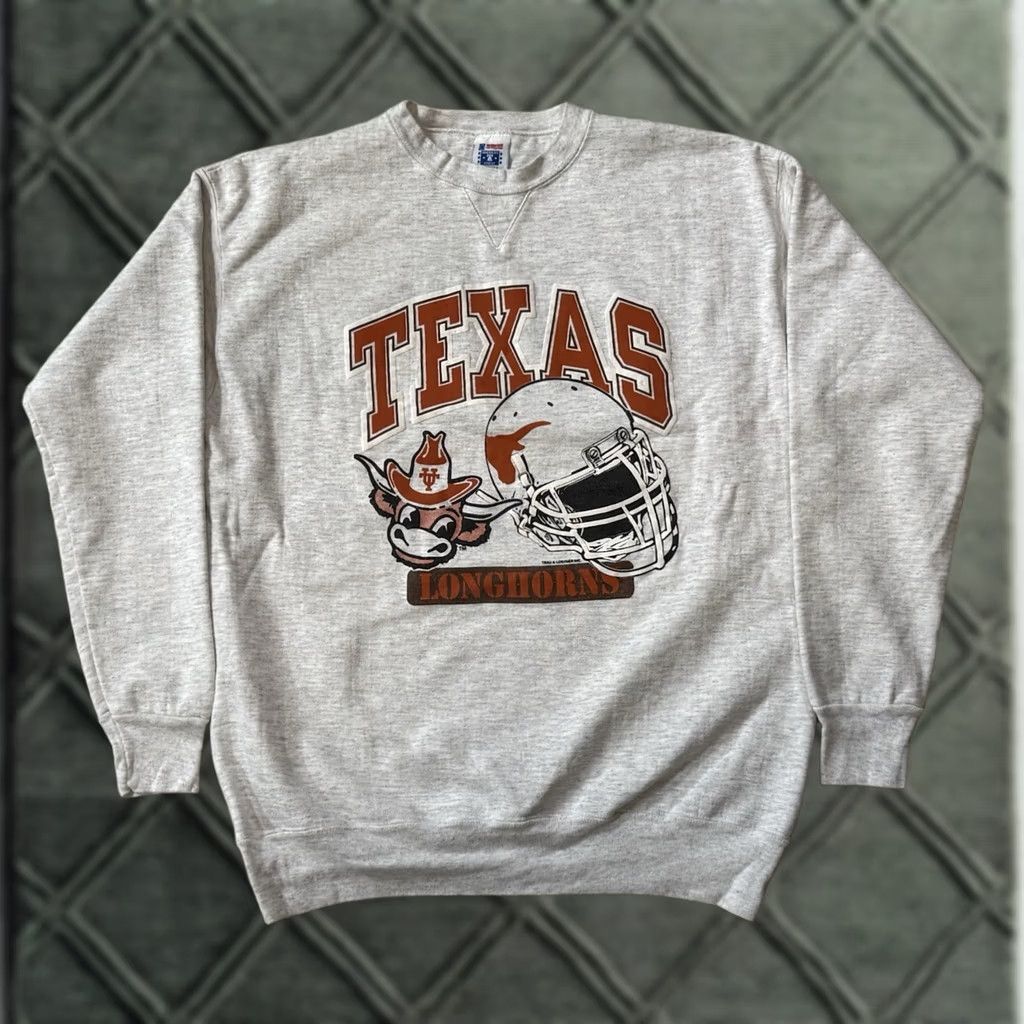 Vintage VINTAGE Bevo Crewneck Sweatshirt XL Men Gray 90s Texas Longhorns Football Graphic Print Size US XL / EU 56 / 4 - 1 Thumbnail