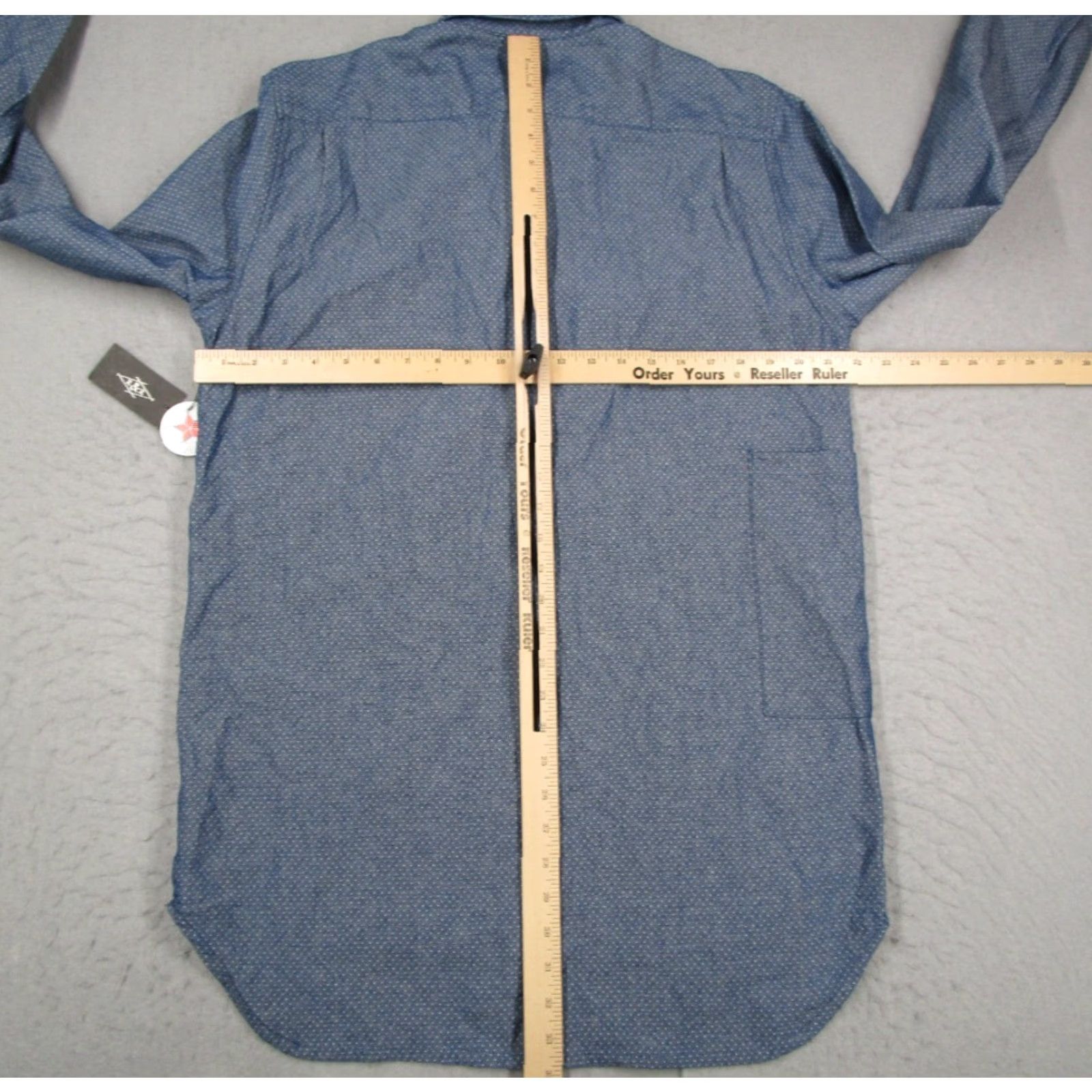 Vintage Ruell and Ray Shirt Mens Medium Blue Chambray Polka Dot Long Sleeve Zip Front USA Size US M / EU 48-50 / 2 - 7 Thumbnail