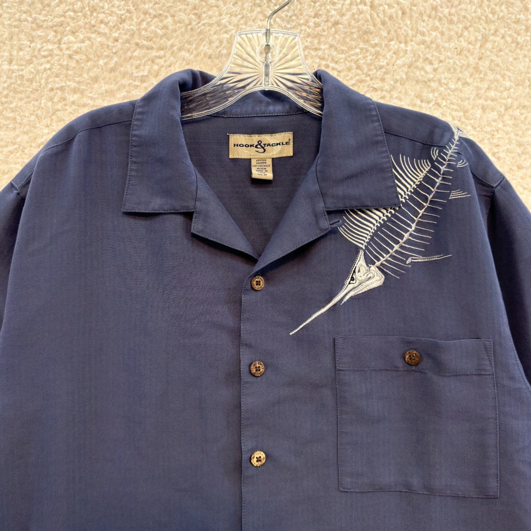 Vintage VINTAGE Hook & Tackle Hawaiian Shirt Button-Up Medium M Blue Limited Edition Men’s/ Mens Shirt Size US M / EU 48-50 / 2 - 3 Thumbnail