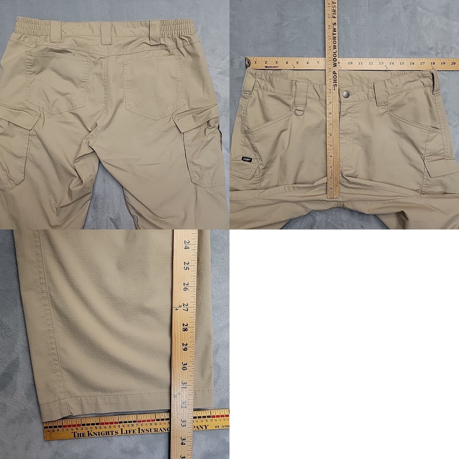 Vintage CQR Tactical Pants Womens 14 L Khaki Ripstop Cargo Flat Front Outdoor Work Pants Womens 14 Long Beige Cargo Workwear USA Outdoor Benign Womens Size 36" / US 14 / IT 50 - 8 Thumbnail