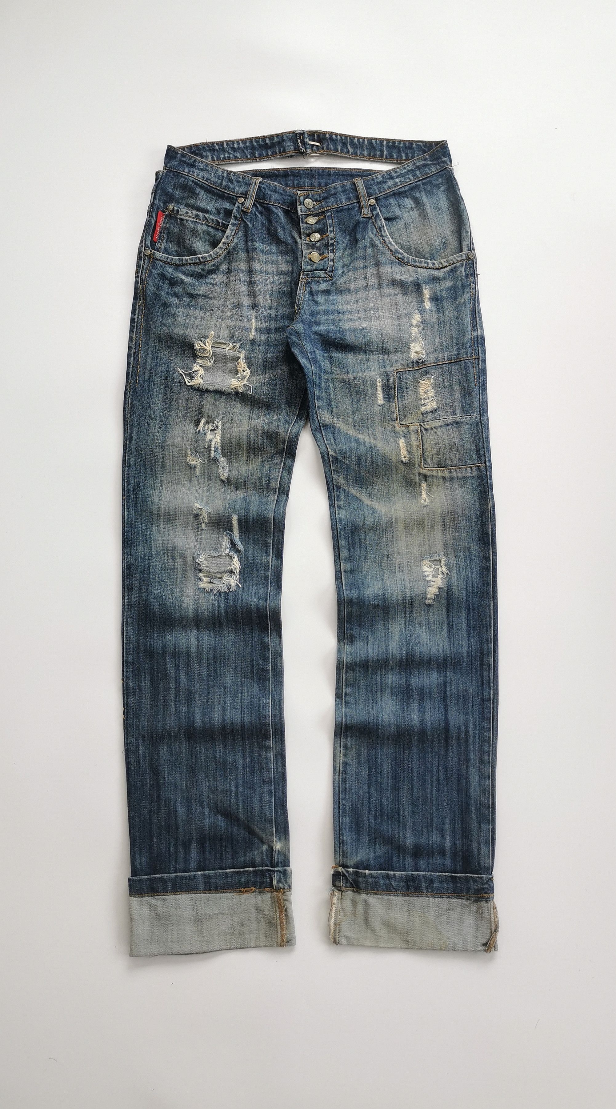 Frankie Morello Frankie Morello Y2K Gimmick Skull Damage Processing Jeans Size US 32 / EU 48 - 2 Thumbnail