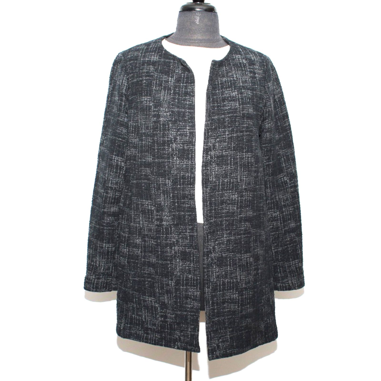 Eileen Fisher EILEEN FISHER Crosshatch Open Front Long Knit Coat Jacket M Size M / US 6-8 / IT 42-44 - 2 Thumbnail