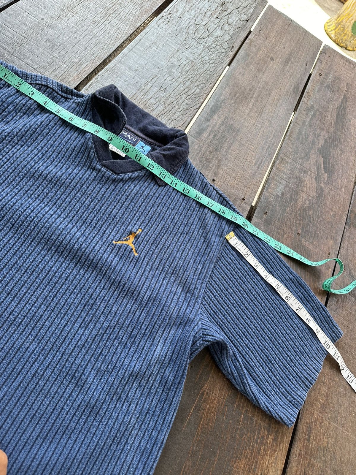 Nike × Vintage Vintage 90s Nike Jumpman Air Jordan Polo Stripes shirt Size US L / EU 52-54 / 3 - 18 Thumbnail