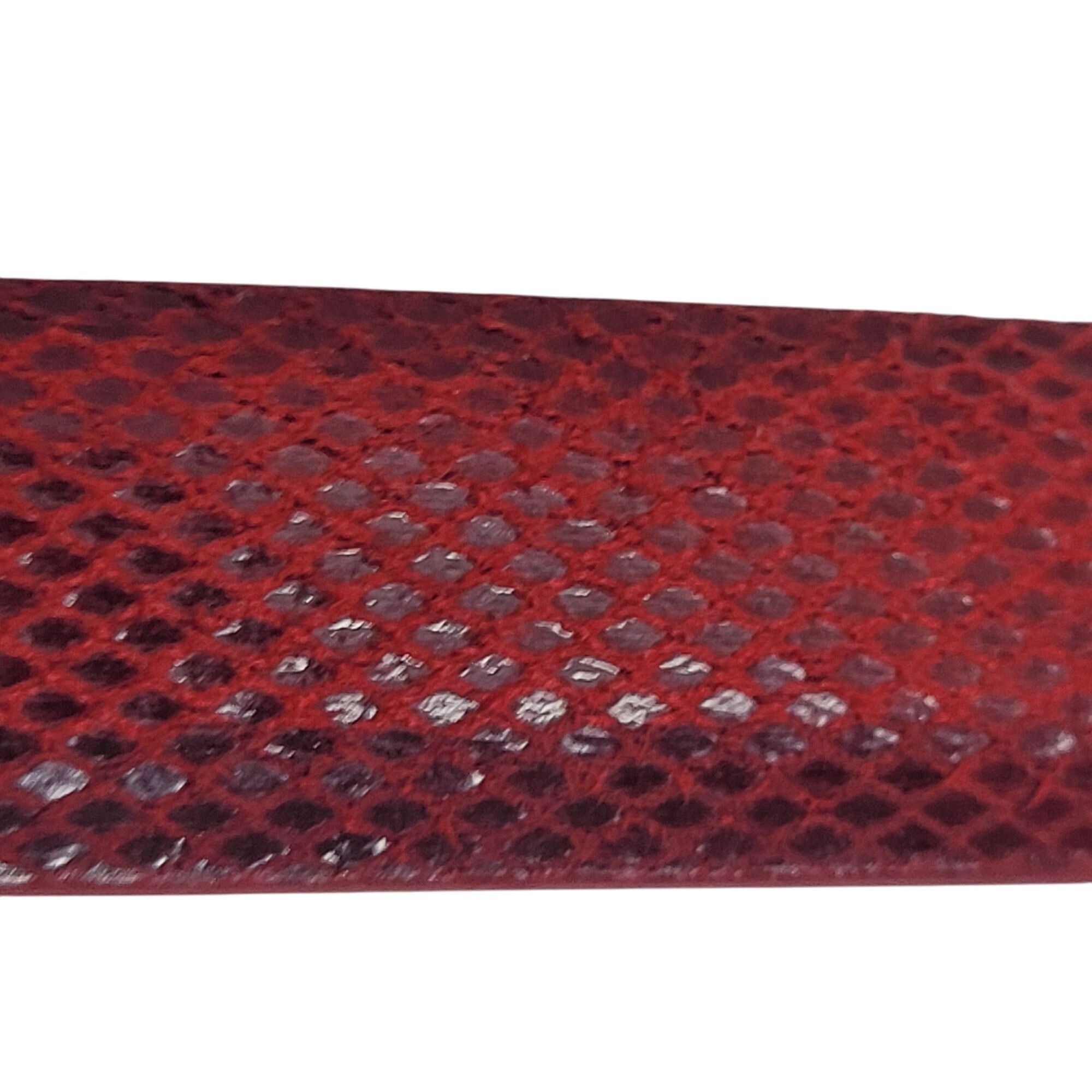 Vintage Vtg 80s Red Snake Python Embossed Skinny Leather Cincher Bel Size ONE SIZE - 4 Thumbnail