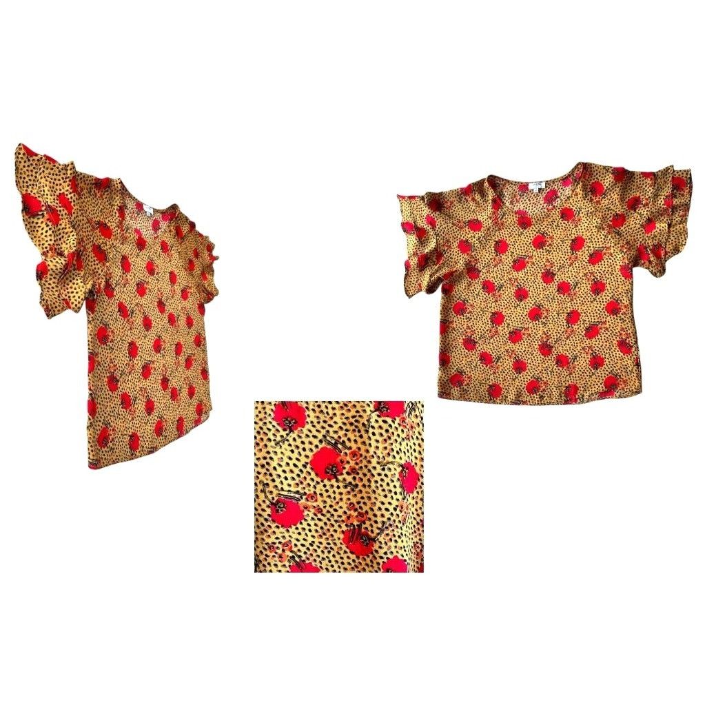 Other Umgee Leopard Print Top Poppies Small Flutter Sleeves Size S / US 4 / IT 40 - 10 Thumbnail