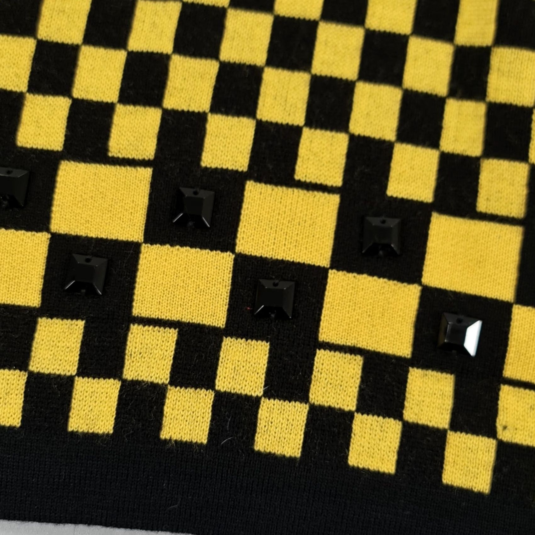 Vintage Cento By Iceberg Dress Womens Black Yellow Checkboard Knitted Mini Long Sleeve V-Neck Pullover Pockets Casual 46 XS? Size L / US 10 / IT 46 - 5 Thumbnail
