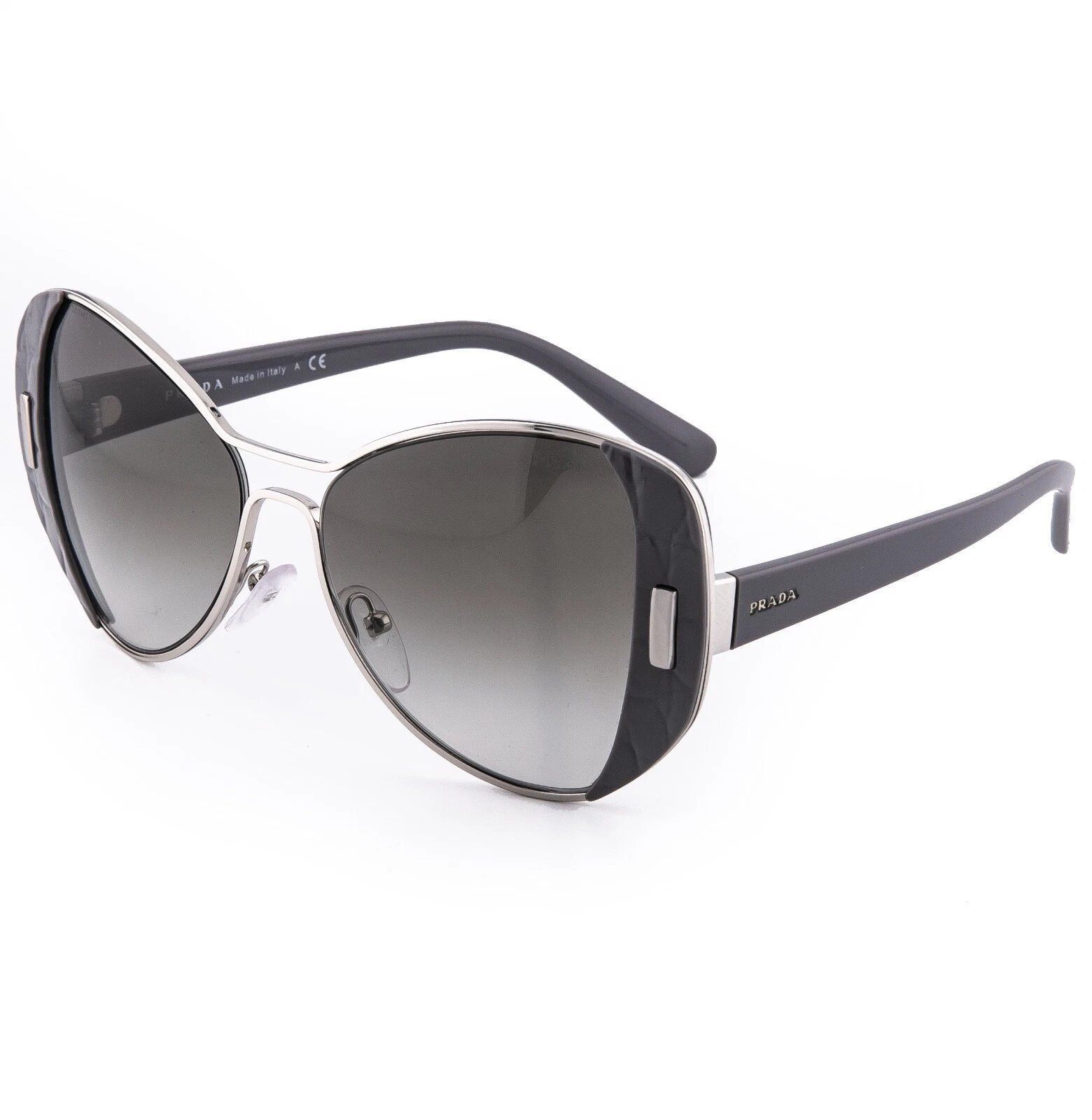 Prada PRADA PR60SS 60S MOD Geometric Gray Silver Metal Sunglasses Size ONE SIZE - 5 Thumbnail
