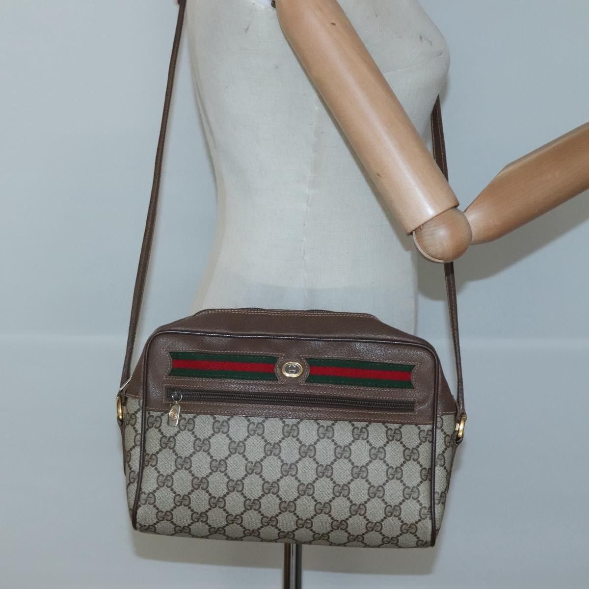 Gucci GUCCI GG Supreme Web Sherry Line Bag Pvc Beige Gold 56 02 Size ONE SIZE - 22 Thumbnail