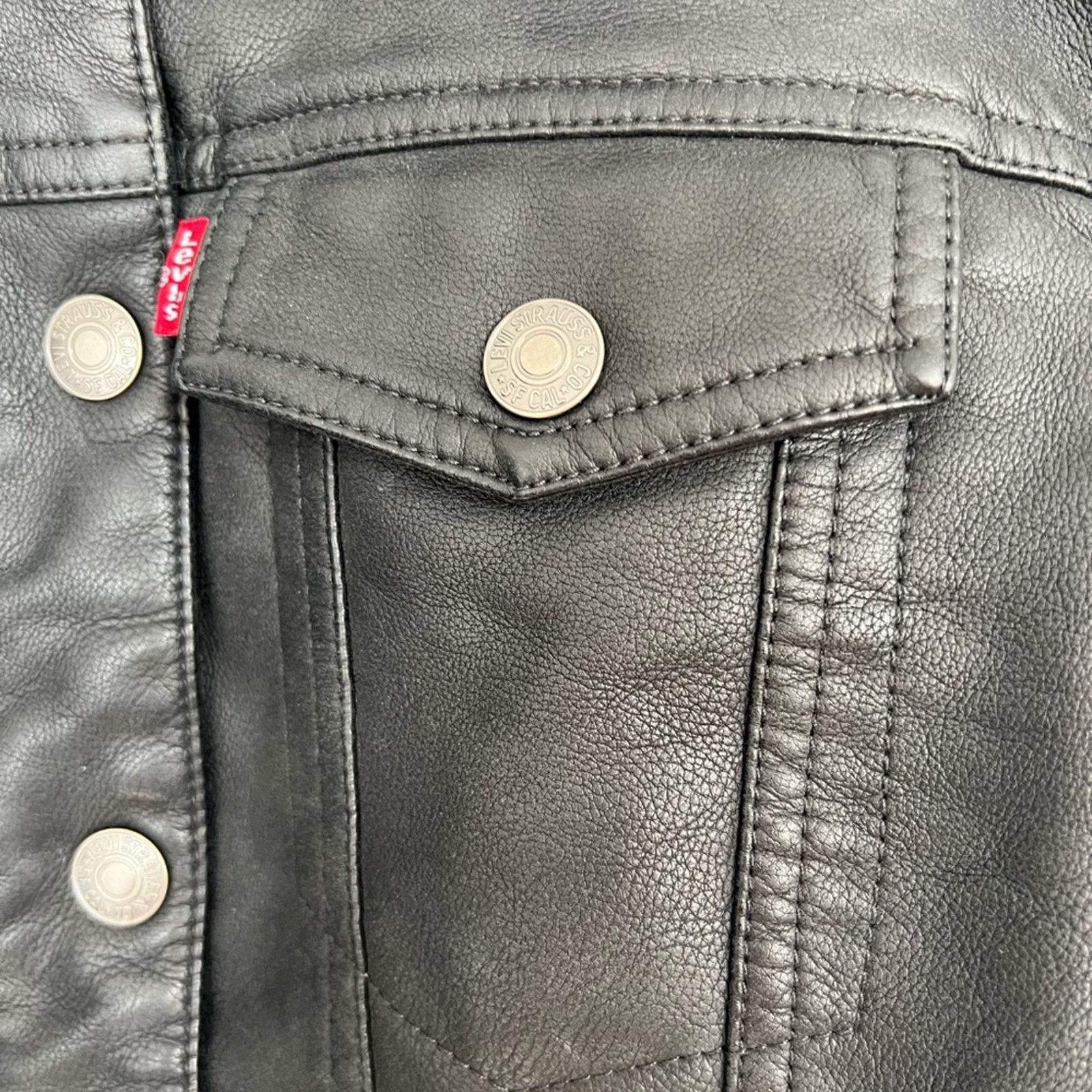 Levi's Levi’s Sherpa Zip Button Jacket Black Faux Leather QUALITY Size S / US 4 / IT 40 - 5 Thumbnail