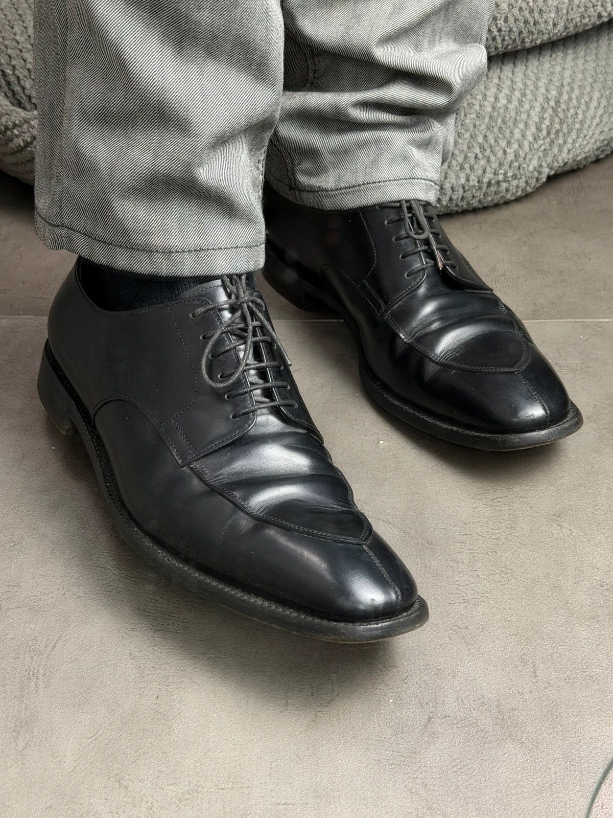 靴 prada archive square toe derby shoes 90s Prada 90's archive square toes leather Oxford derby loafers