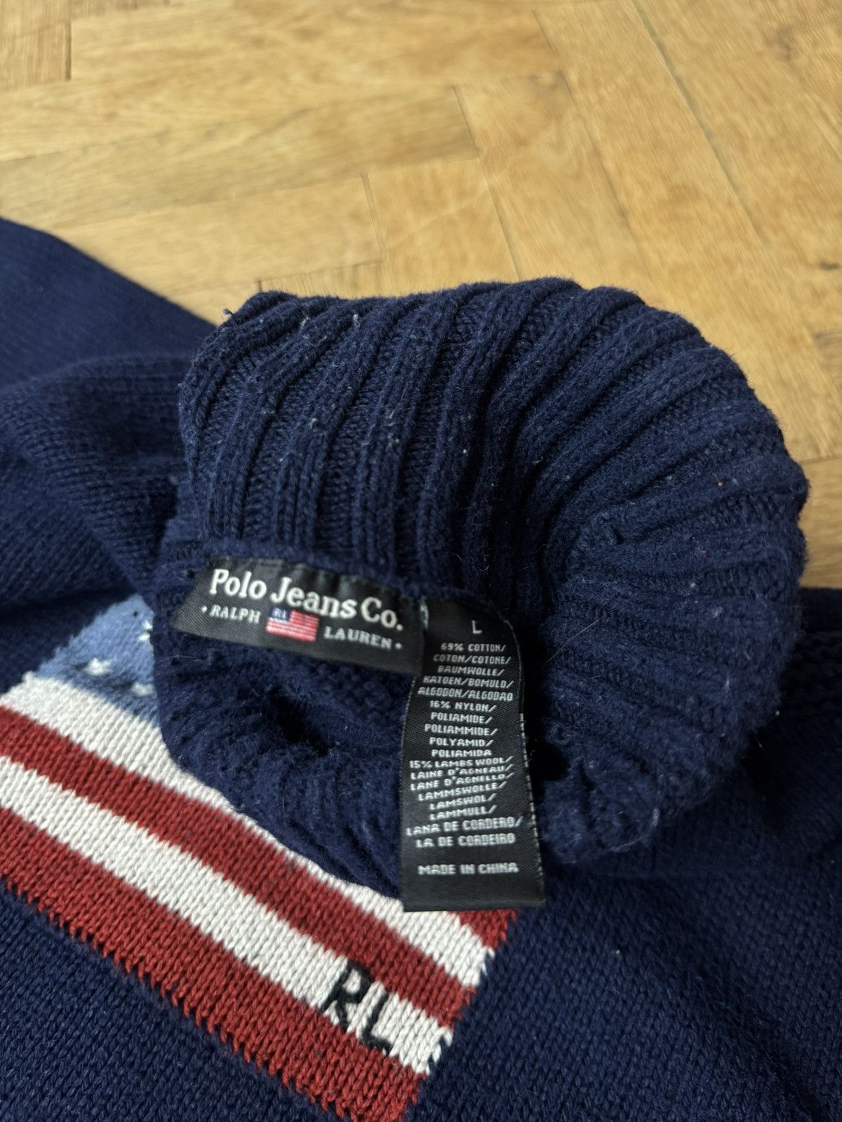Polo Ralph Lauren Vintage Polo Ralph Lauren USA Flag Turtleneck Navy L Size US L / EU 52-54 / 3 - 4 Thumbnail