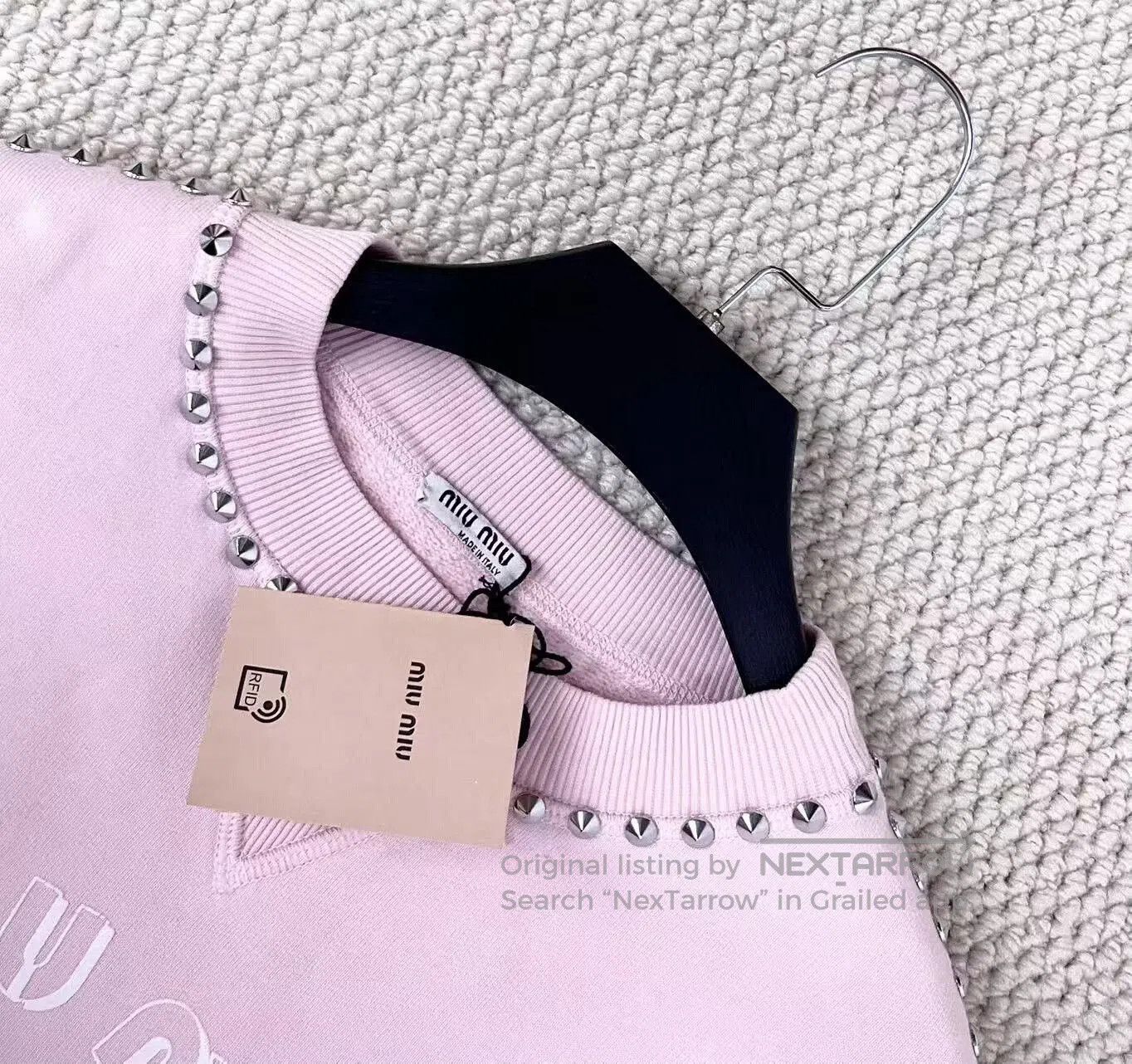 Miu Miu Miu Miu Pink Beaded Logo Sweatshirt. Size XS / US 0-2 / IT 36-38 - 3 Thumbnail