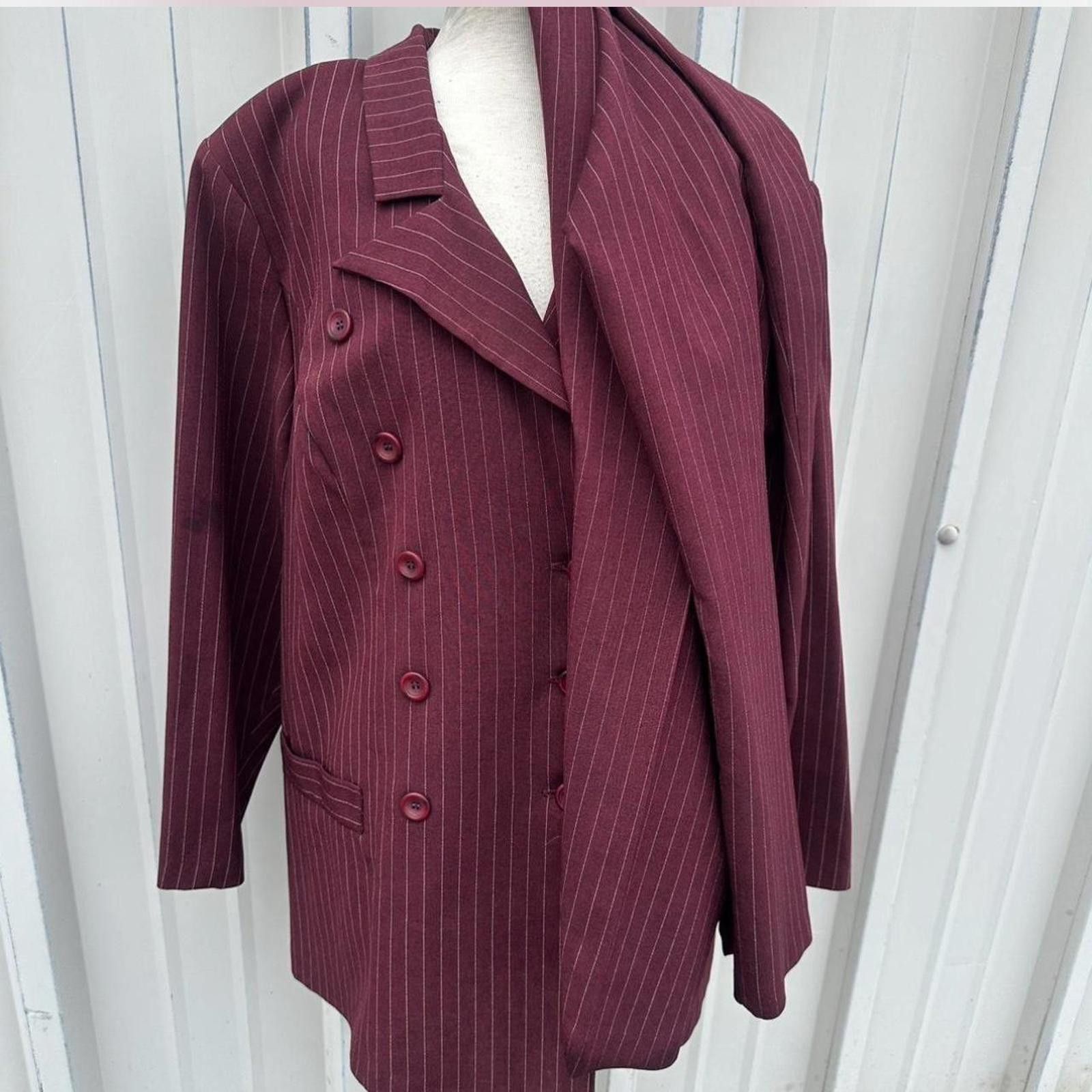Other Burgundy pinstripe suit vintage Size XXL / US 16-18 / IT 52-54 - 4 Thumbnail