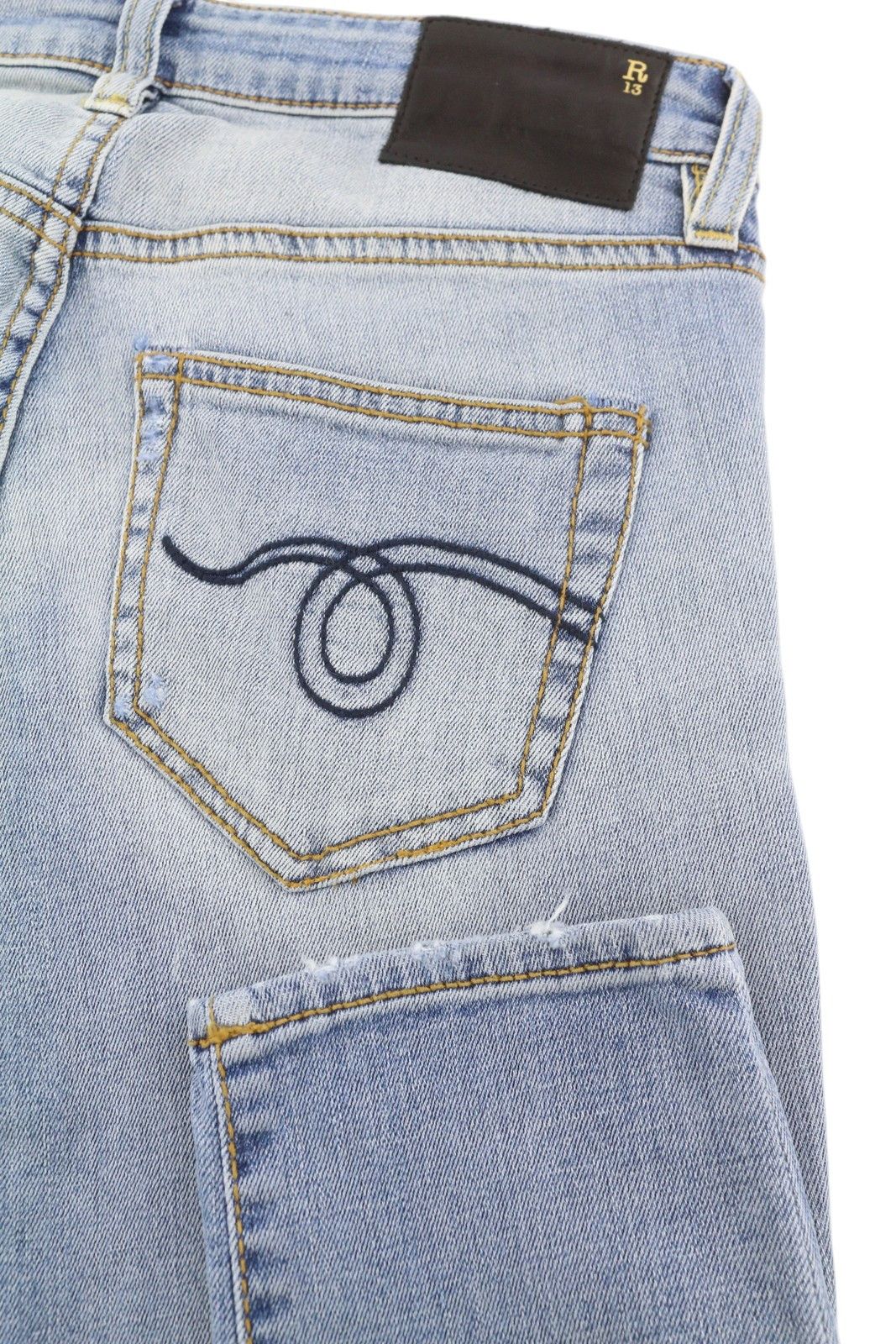 R13 ALISON CROP 24 Light Destroyed Faded Patches Distress 86487 Size 24" / US 00 / IT 34 - 5 Thumbnail