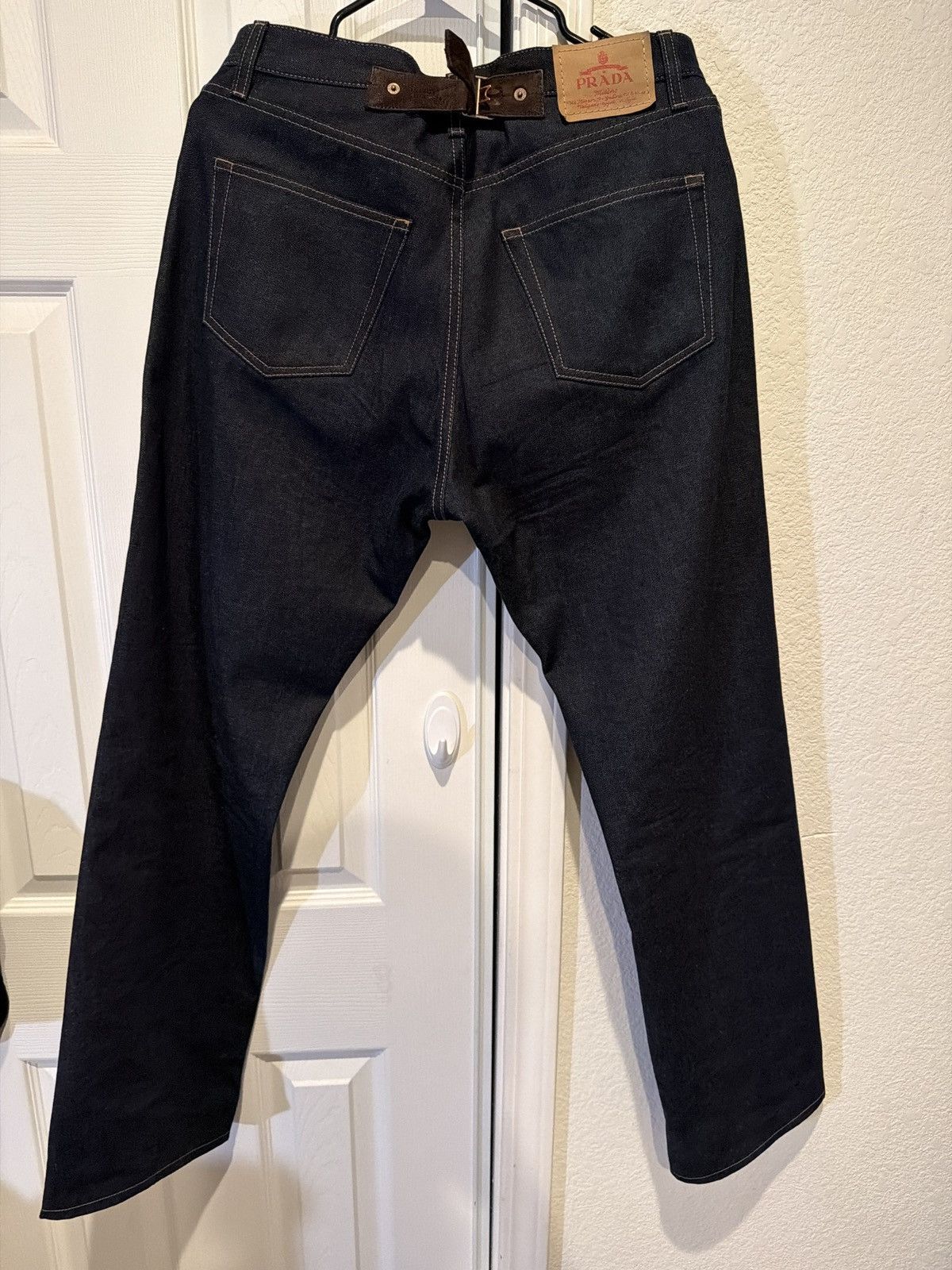 Prada Prada raw denim with leather strip Size US 31 - 2 Thumbnail