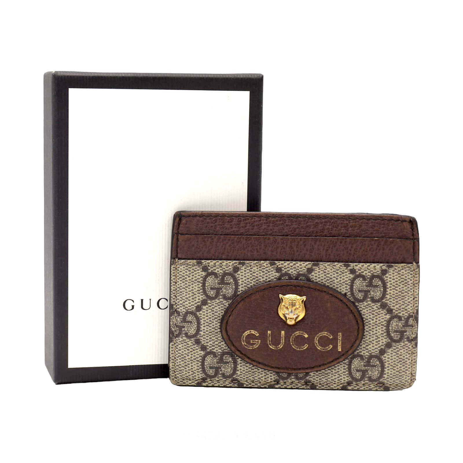 image of Gucci Neo Vintage GG Supreme Card Case in Grey, Men's