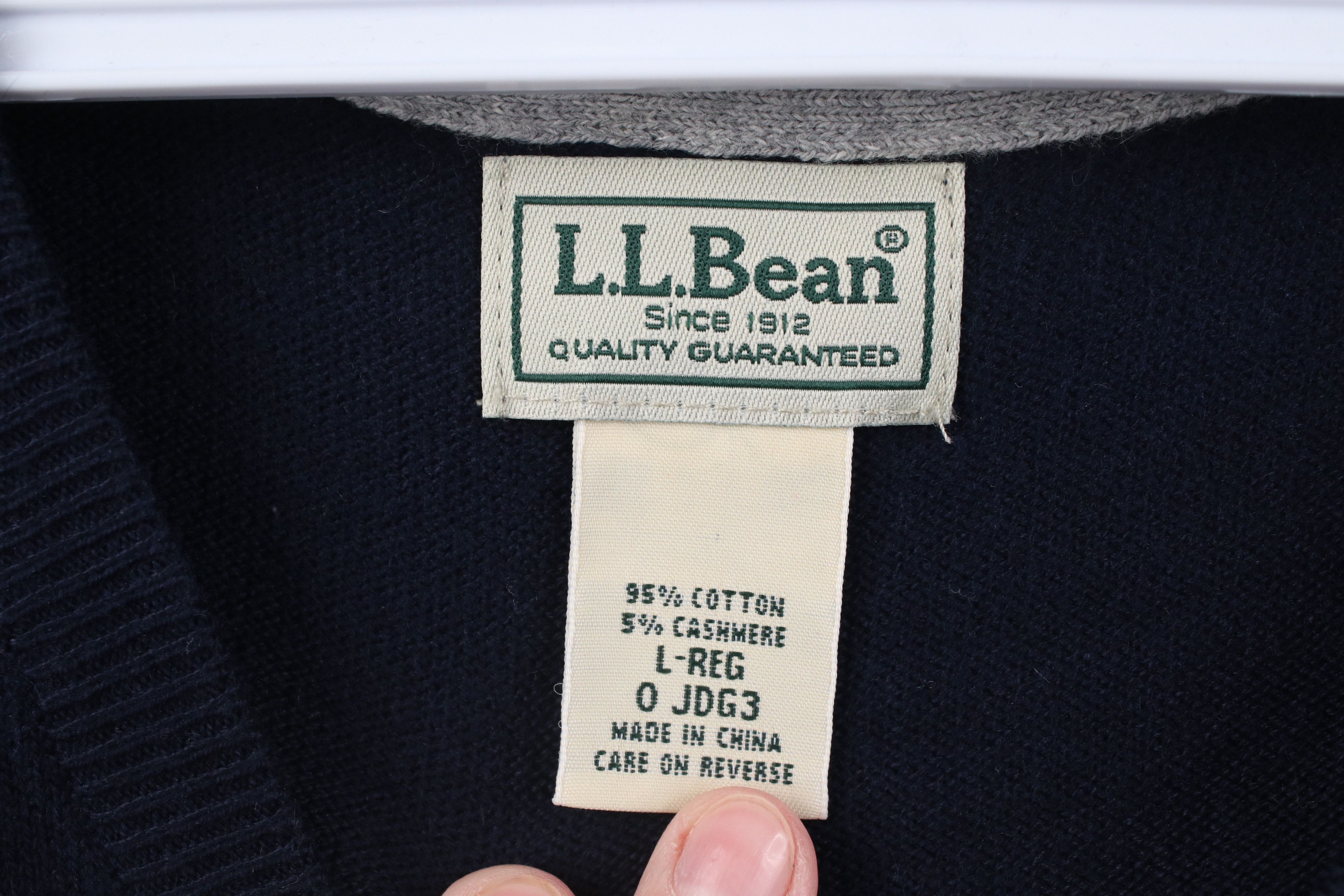 L.L. Bean Vintage LL Bean Cashmere Knit V-Neck Sweater Navy Blue Size US L / EU 52-54 / 3 - 4 Thumbnail