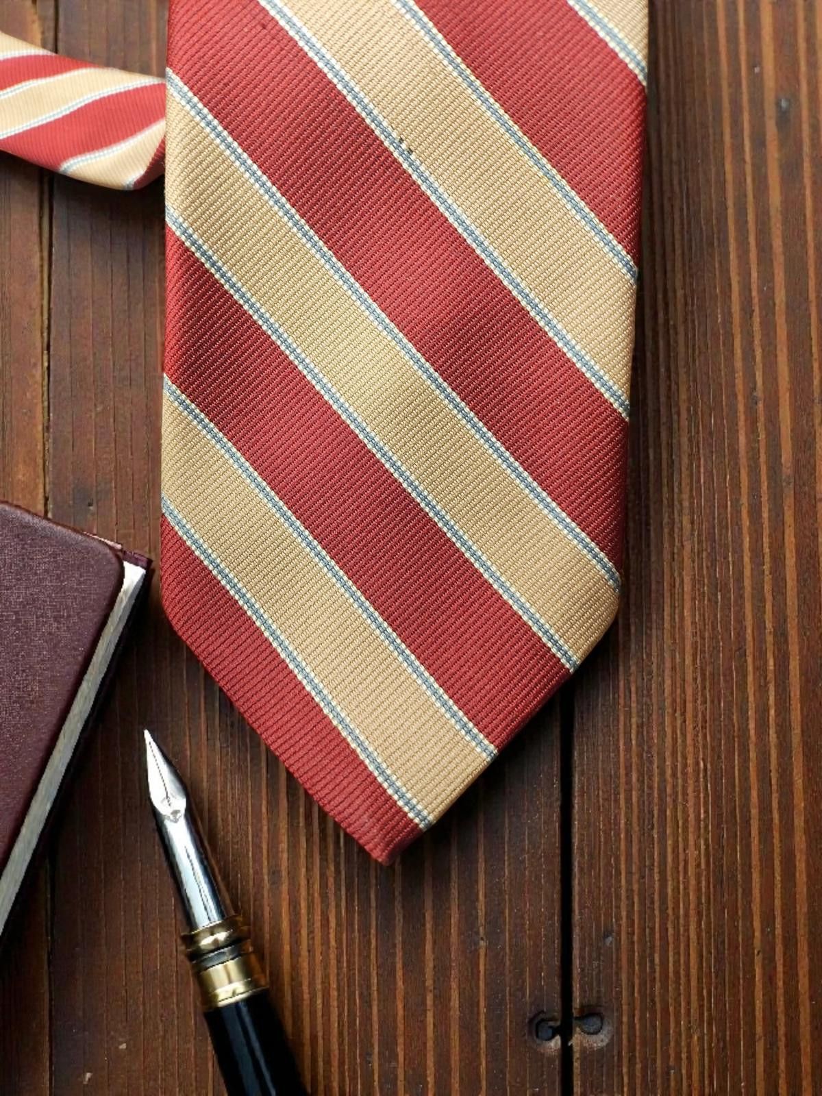 E.T. Wright Set of Two Men's Classic Ties - Gold Geometric & Red Striped Size ONE SIZE - 4 Thumbnail