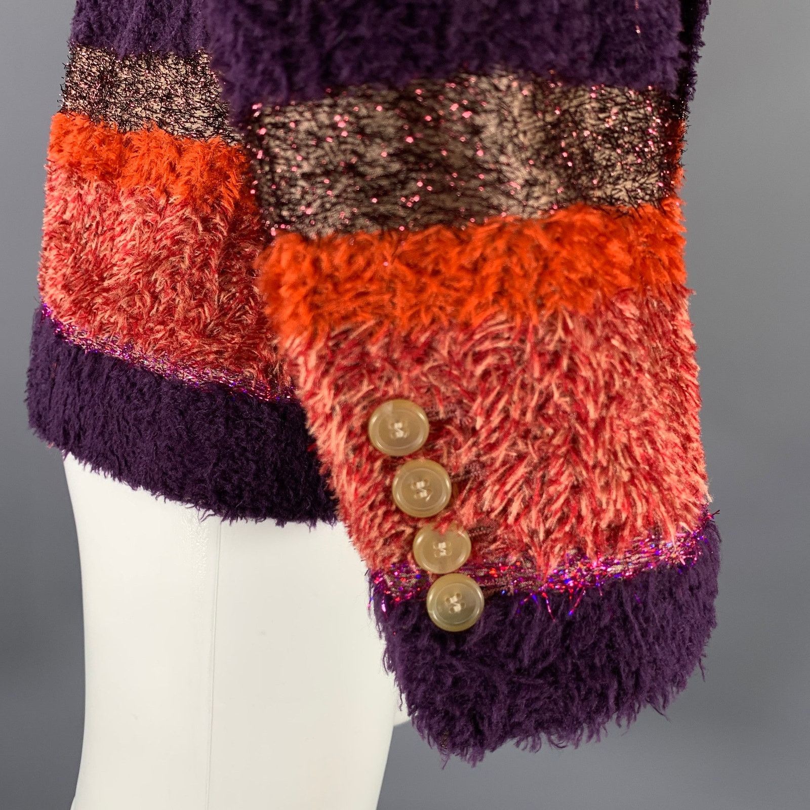 Walter Van Beirendonck WALTER VAN BEIRENDONCK 36 Orange Purple Stripe Sport Coat Size 36R - 6 Thumbnail