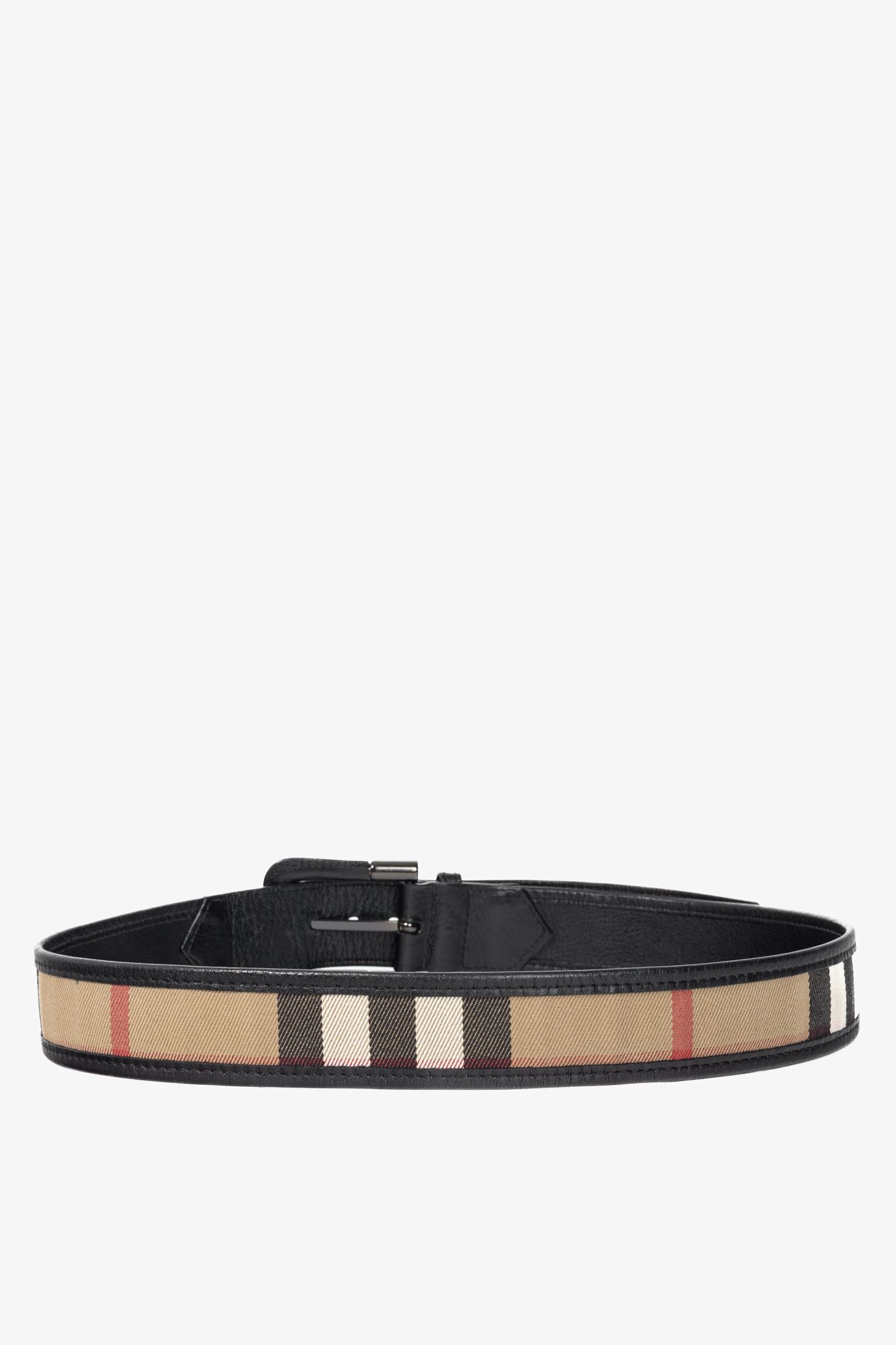 Burberry Burberry Check Canvas & Black-Leather Belt Size ONE SIZE - 2 Thumbnail