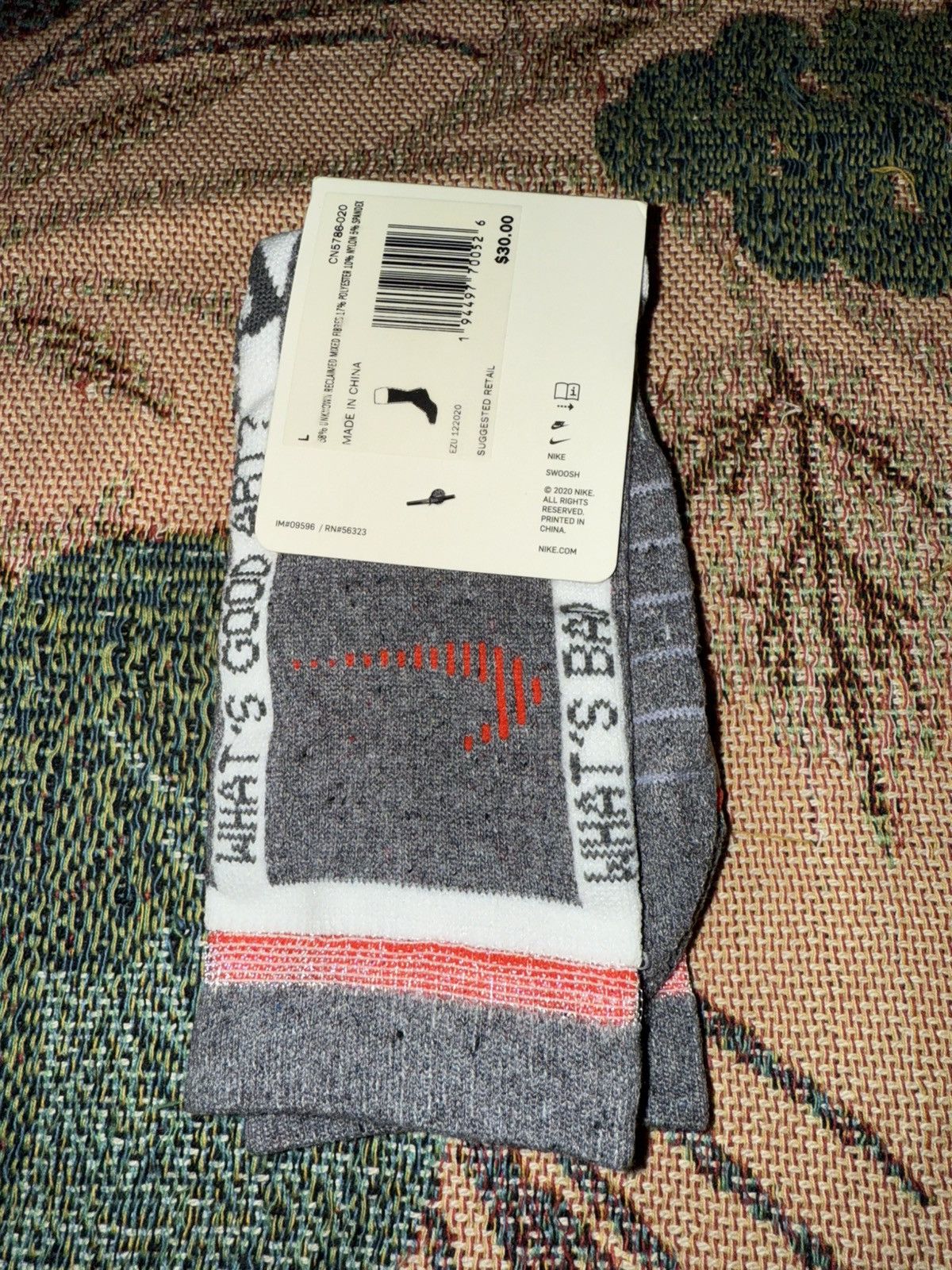 Nike × Off-White × Virgil Abloh Off White Nike Socks Large Grey “Spacehippie” Size ONE SIZE - 2 Thumbnail