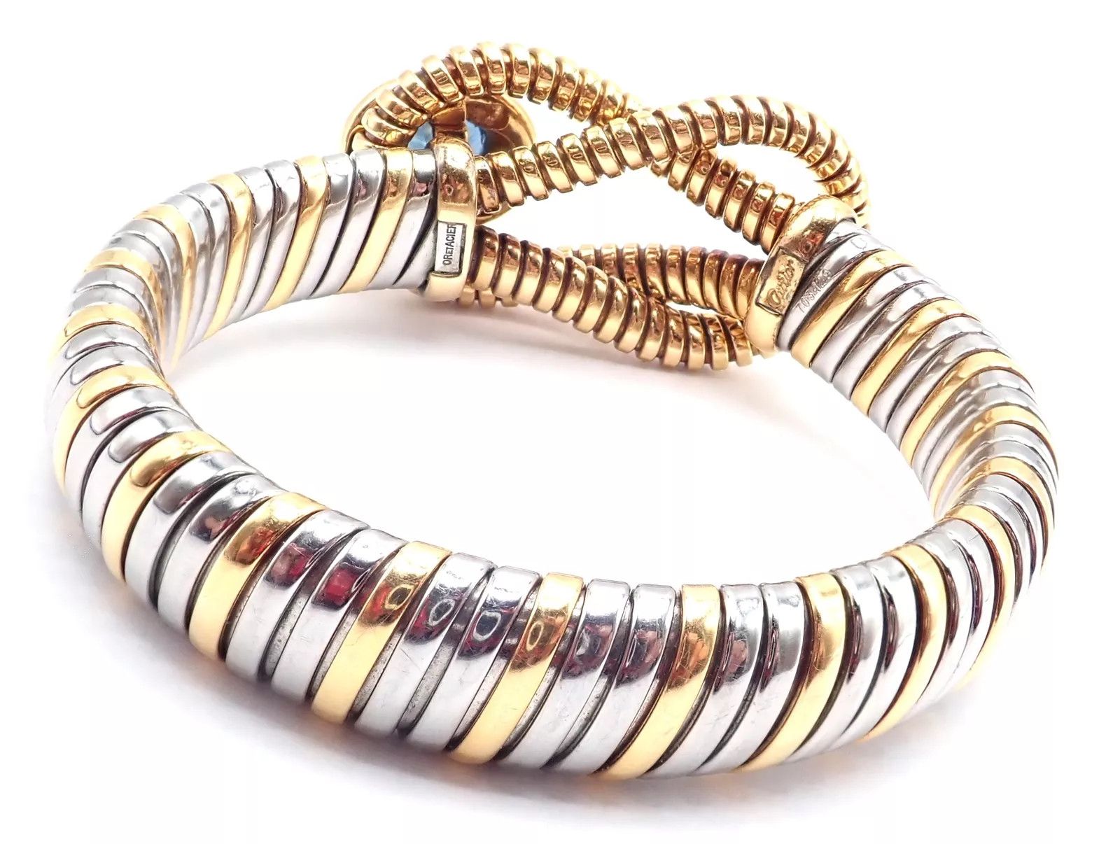 Cartier 18k Yellow Gold Steel London Blue Topaz Bracelet Size ONE SIZE - 4 Thumbnail