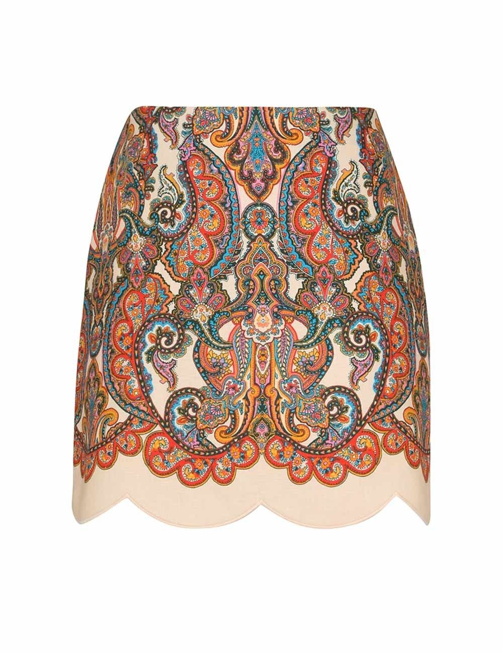 Zimmermann oc11z0525 Ottie Scallop Mini Skirt in Multicolor Size 25" / US 0 / IT 36 - 1 Thumbnail