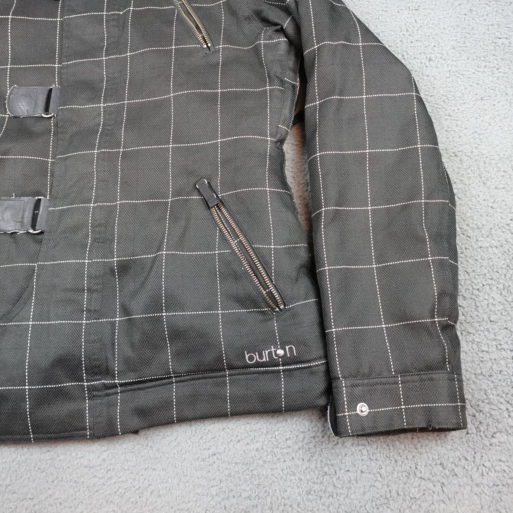 Burton Burton Jacket Womens Large Black Plaid Hooded Faux Fur Lined Ski Snowboard Parka Size L / US 10 / IT 46 - 2 Thumbnail
