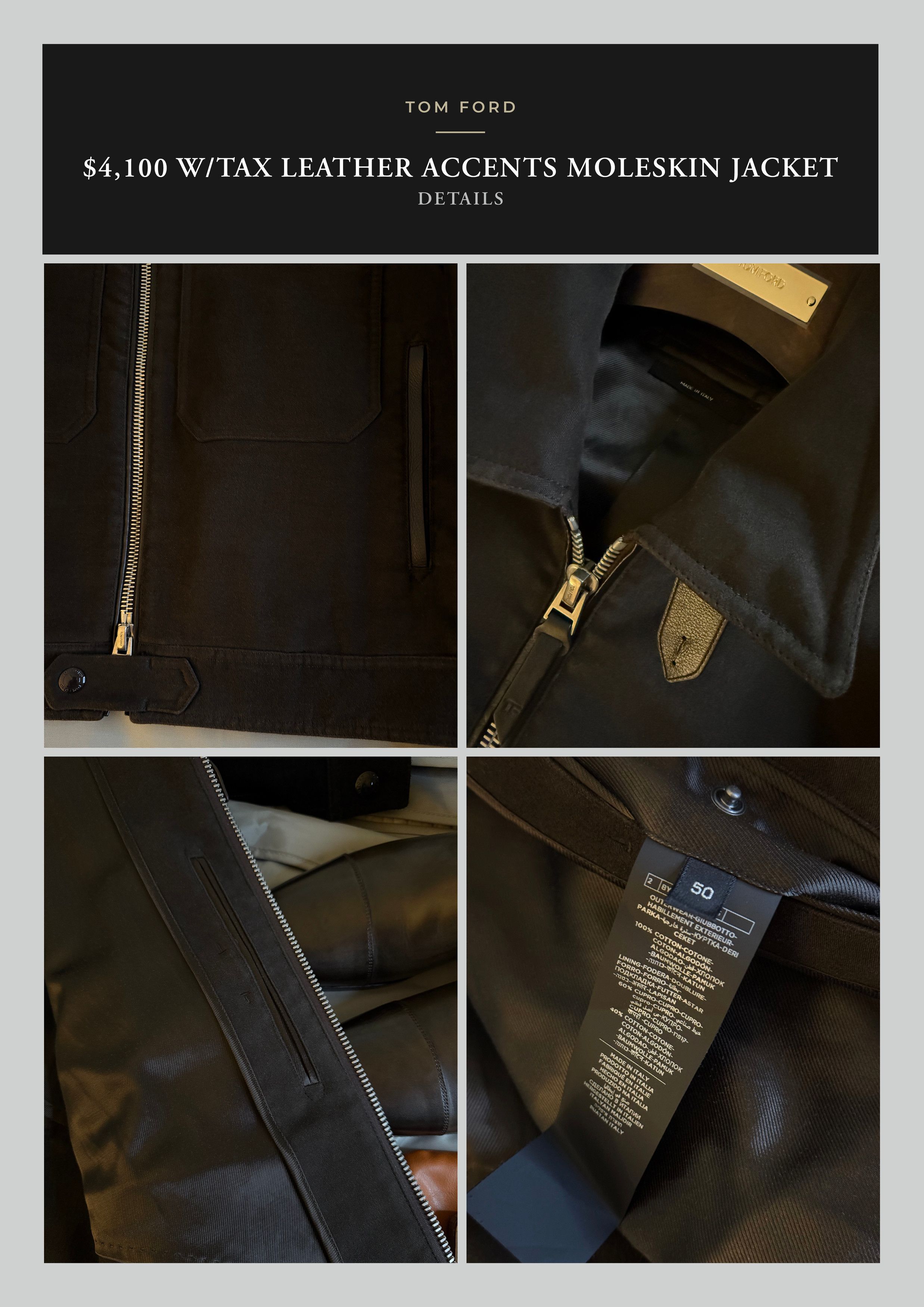 Tom Ford Best Dressed Very Rare $4,100 w/tax Moleskin Leather Jacket Size US M / EU 48-50 / 2 - 22 Thumbnail