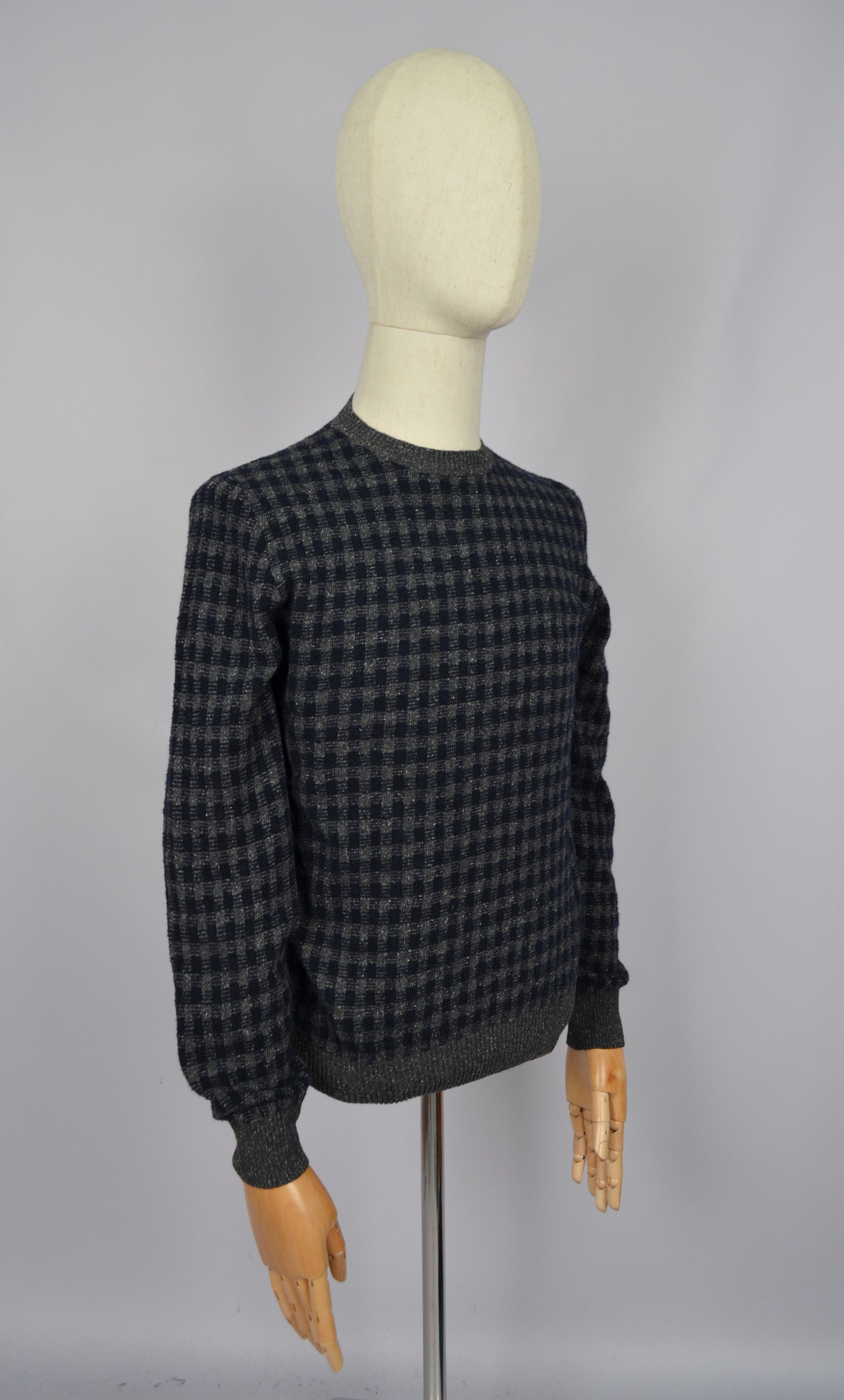 Brooksfield × Designer Brooksfield Torino Check Wool Blend Knit Sweater Size 48/S Size US S / EU 44-46 / 1 - 11 Thumbnail
