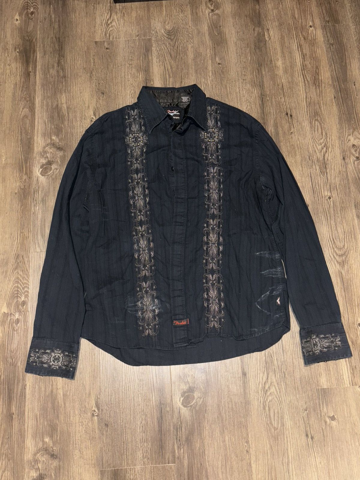 Fender Vintage Fender Navy Blue Custom Shop Long Sleeve Button Up Size US XXL / EU 58 / 5 - 1 Thumbnail