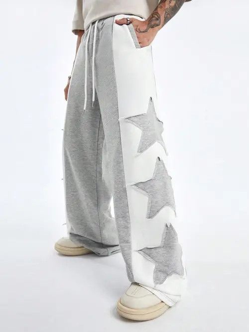 Designer Baggy wide leg sweatpants Long Y2K star Size US 32 / EU 48 - 1 Thumbnail