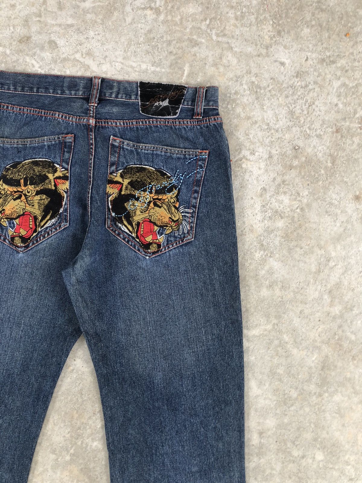 Christian Audigier Ed Hardy Embroidered Jeans Distressed Size US 34 / EU 50 - 10 Thumbnail