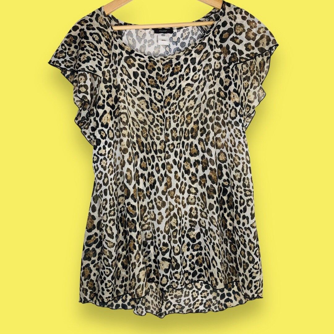 Other Cocomo Leopard Cheetah Print Top Blouse Sz L High-low Size L / US 10 / IT 46 - 1 Thumbnail