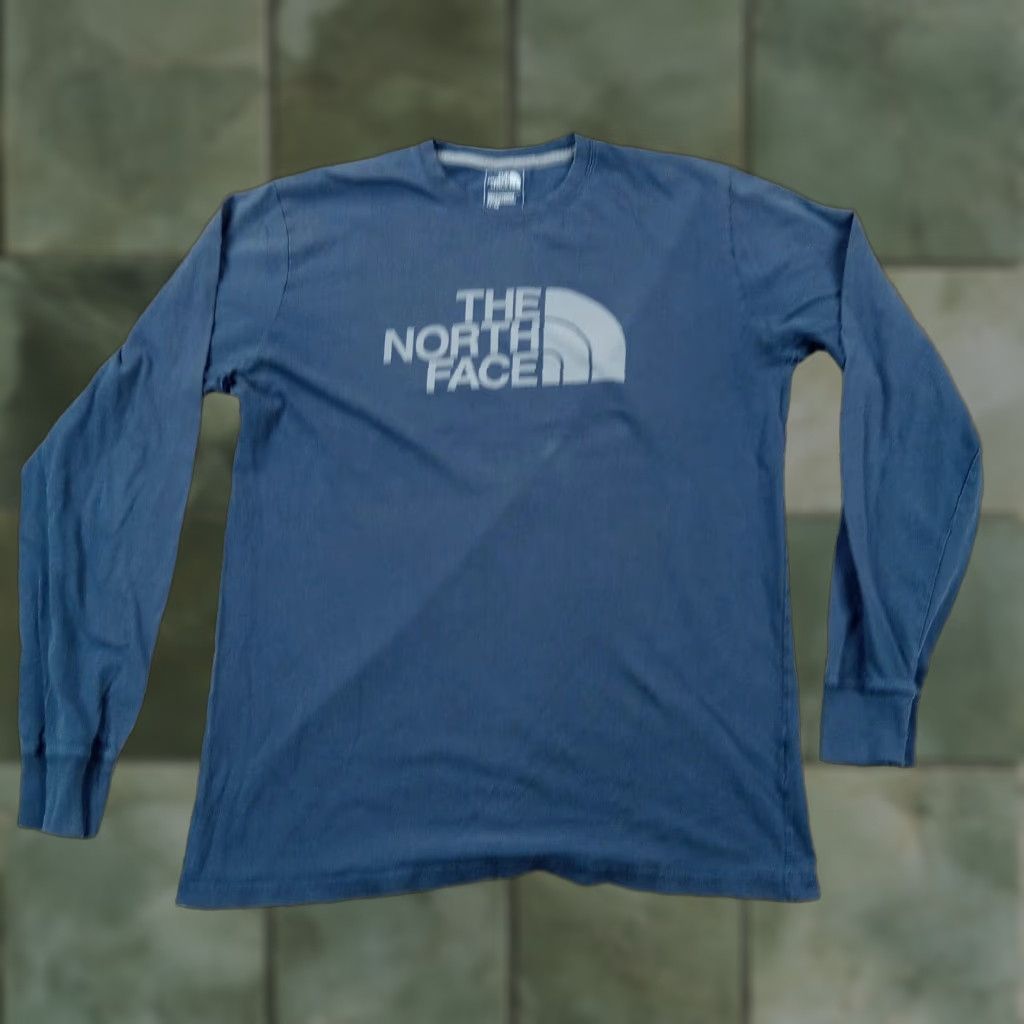 The North Face The North Face Long Sleeve Crew Neck Logo T-Shirt Mens Medium Blue Size US M / EU 48-50 / 2 - 1 Thumbnail