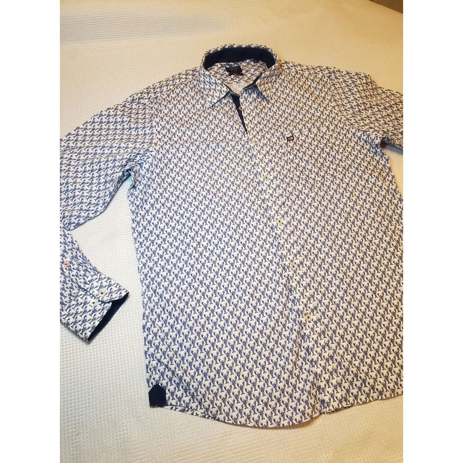 Arrow Arrow Sport Shirt Mens Medium Blue Long Sleeve Button Up Lobster Print Size US XL / EU 56 / 4 - 3 Thumbnail